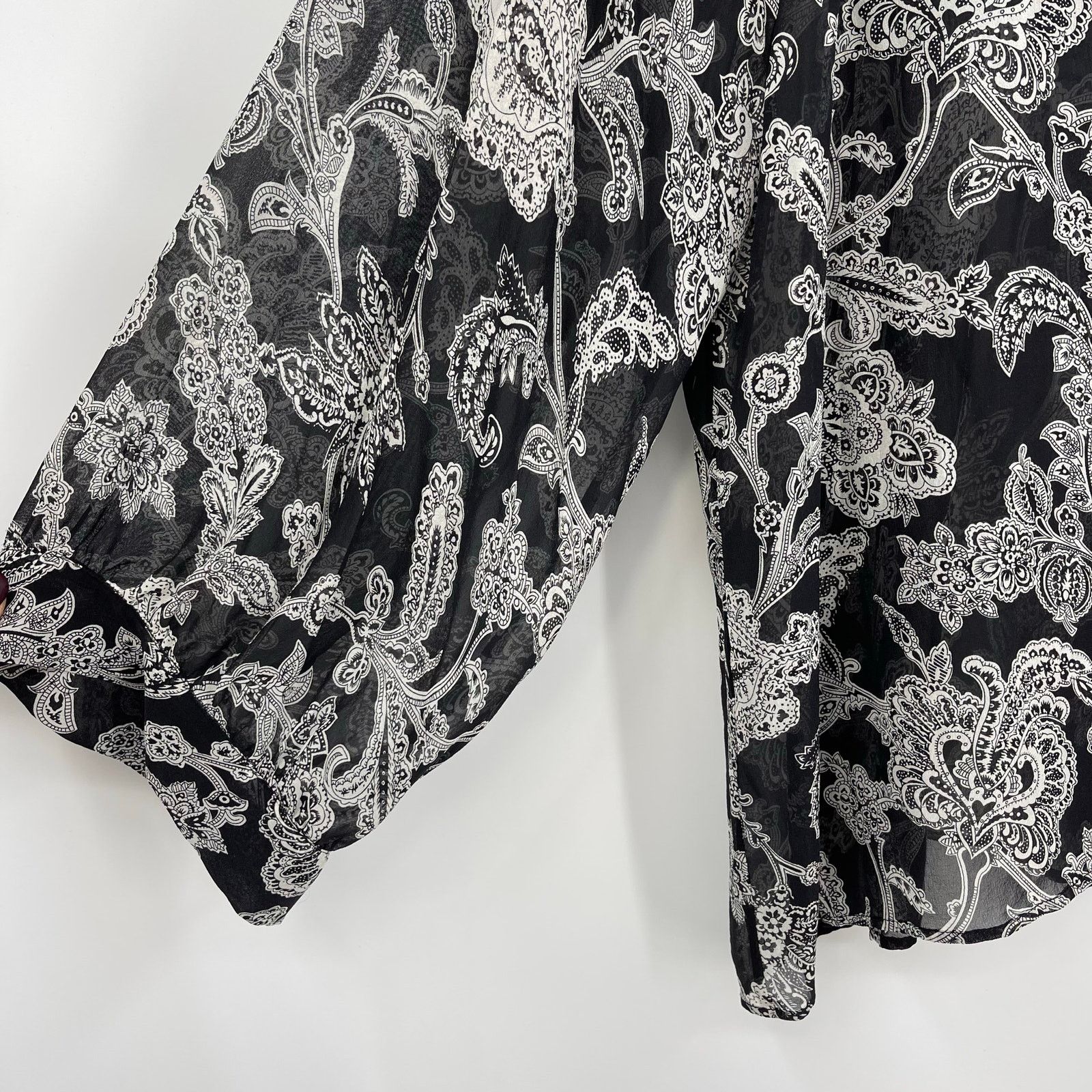 Nili Lotan Nili Lotan | Acadia Black Paisley Bohemian Silk Blouse XS Size XS / US 0-2 / IT 36-38 - 6 Thumbnail