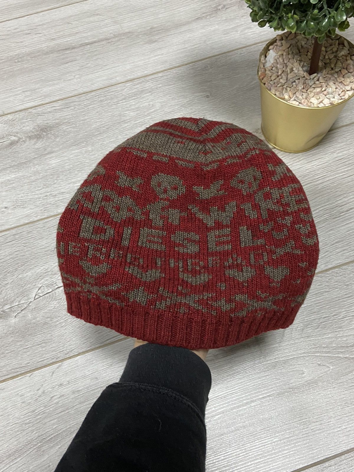 Diesel Diesel skull 💀 vintage wool over print designer Y2K hat Size ONE SIZE - 2 Thumbnail