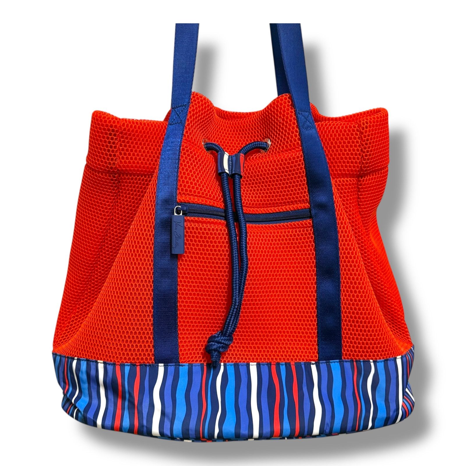 Vera Bradley Vera Bradley Orange Cobalt Stripe Mesh Drawstring Tote Bag Size ONE SIZE - 2 Thumbnail