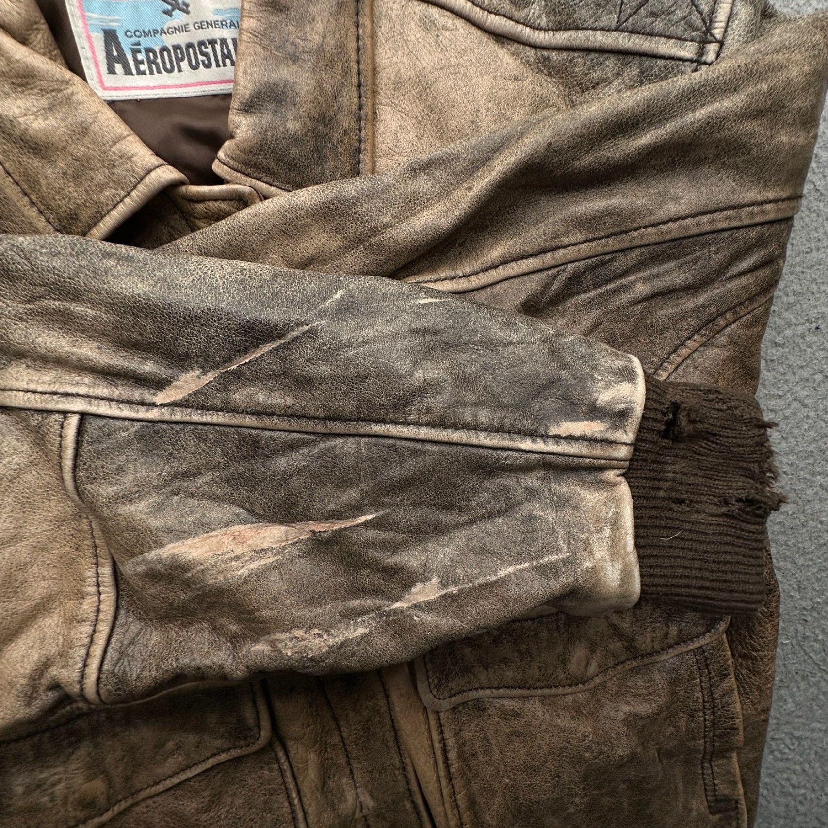 Vintage VINTAGE Aéropostale A-2 Bomber Leather Jacket Medium Brown Zip Flight Aviator Men M Brown Jacket Leather Mens Size US M / EU 48-50 / 2 - 7 Thumbnail