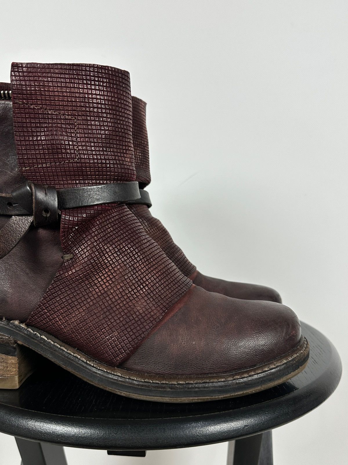 A.S.98 A.S.98. Airstep Burgundy Leather Biker Ankle Boho Boots Size US 9 / IT 39 - 15 Thumbnail