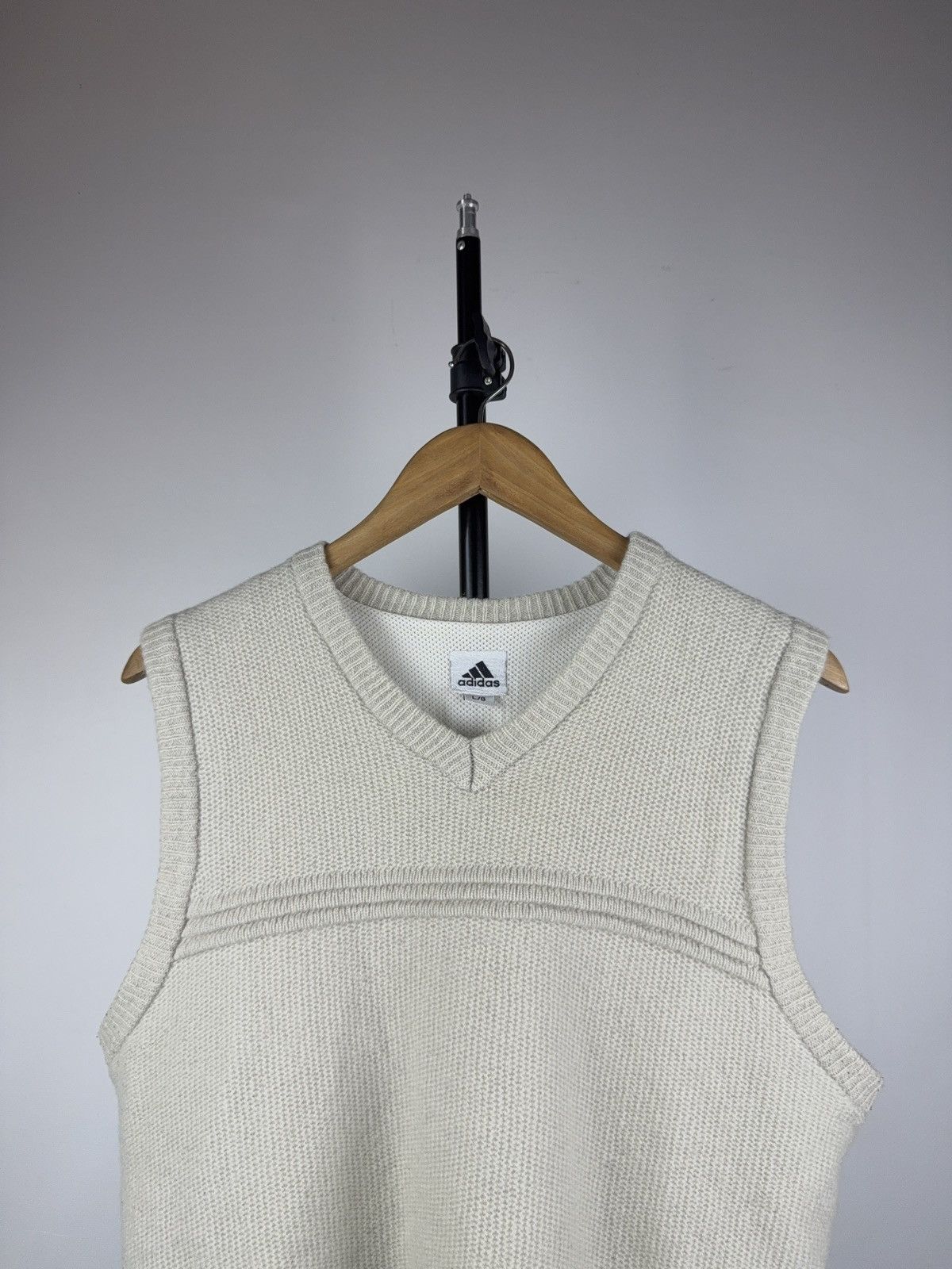 Adidas Vintage 00s Retro Adidas Golf Y2K Cream Wool Vest Size L / US 10 / IT 46 - 2 Thumbnail