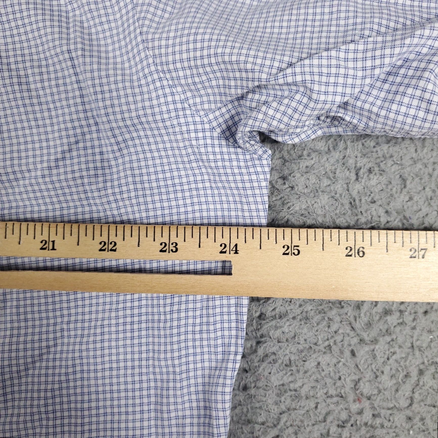 Nautica Nautica Dress Shirt Mens 17 Blue Check Long Sleeve Button Up Collared 100% Cotton Adults Regular Navy Size 46R - 7 Thumbnail