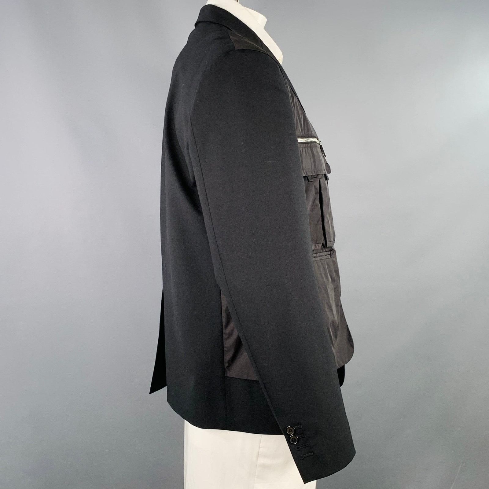 Dsquared2 Size 44 Black Silver Virgin Wool Blend Utility Sport Coat Size 44R - 3 Thumbnail