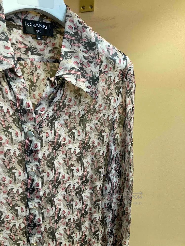 Chanel Chanel 23a pink printed silk shirt Size XS / US 0-2 / IT 36-38 - 4 Thumbnail
