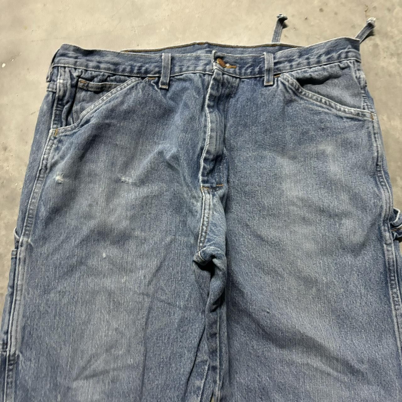 Japanese Brand × Vintage Crazy Vintage Y2K/2000s Baggy Light Wash Distressed Skater Carpenter Denim Jeans! Size US 38 / EU 54 - 5 Thumbnail