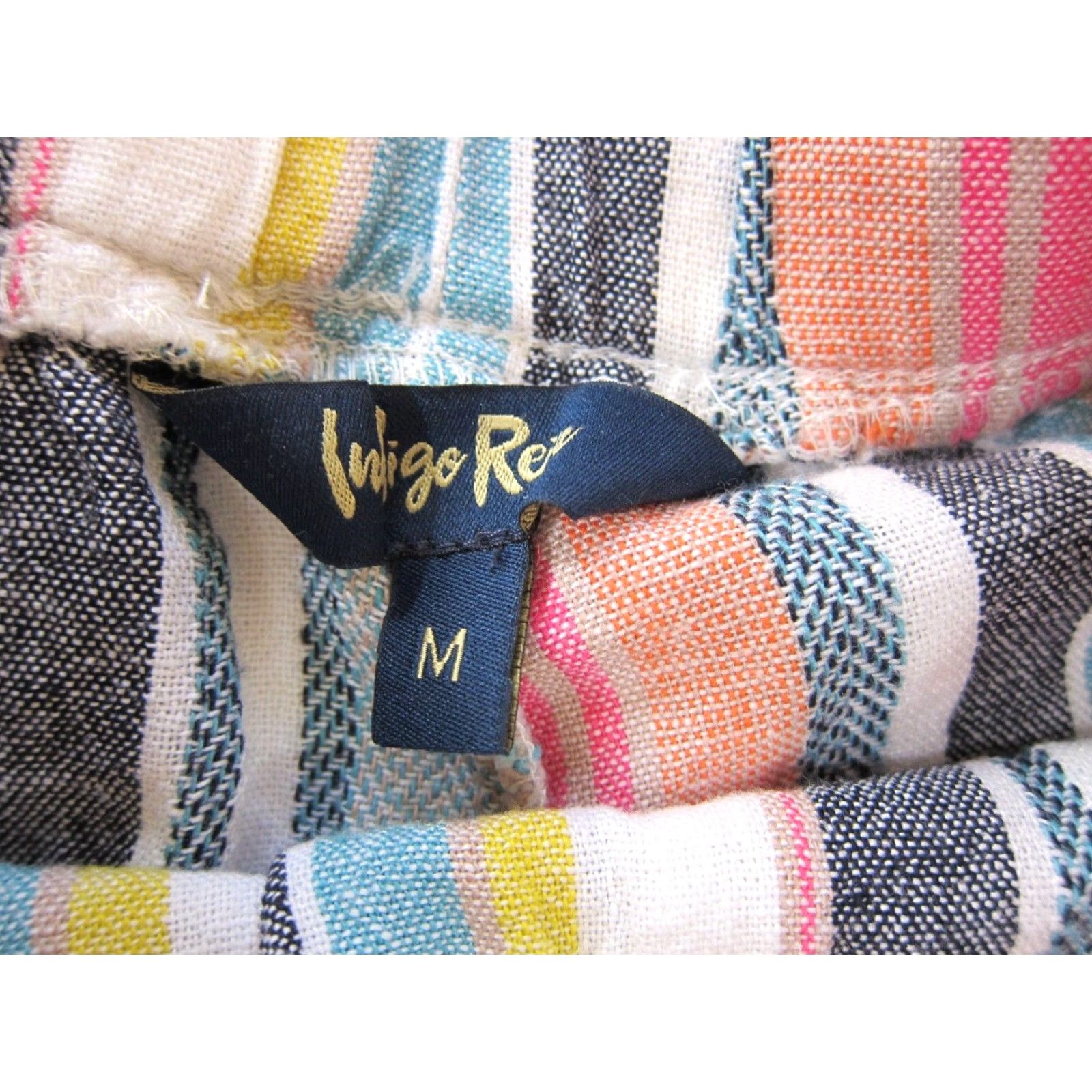 Vintage VINTAGE Indigo Rein Linen Pink Yellow White Stripe High Rise Pocket Chino Short Medium Size 32" / US 10 / IT 46 - 4 Thumbnail