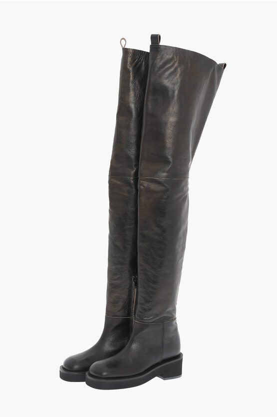 MM6 Textured Leather Maxi Boots