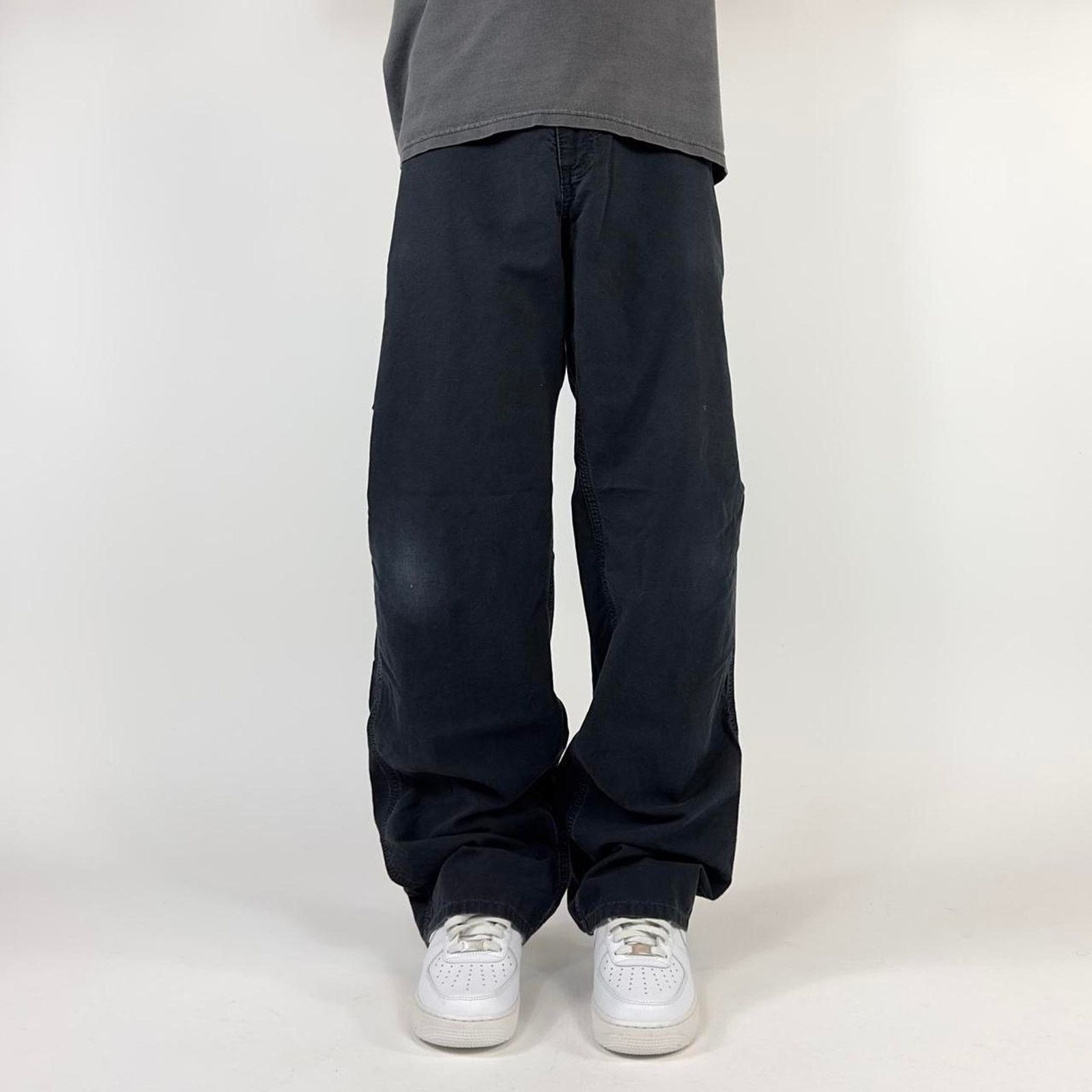 Carhartt × StraightFaded Y2K Carhartt Faded Black Carpenter Wide-Leg Streetwear Pants Size US 36 / EU 52 - 1 Thumbnail