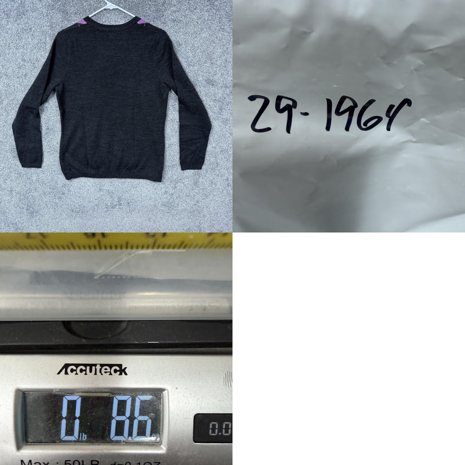Croft & Barrow Croft & Barrow Sweater Womens M Gray Purple Argyle Knit Preppy Dark Academia Size M / US 6-8 / IT 42-44 - 8 Thumbnail