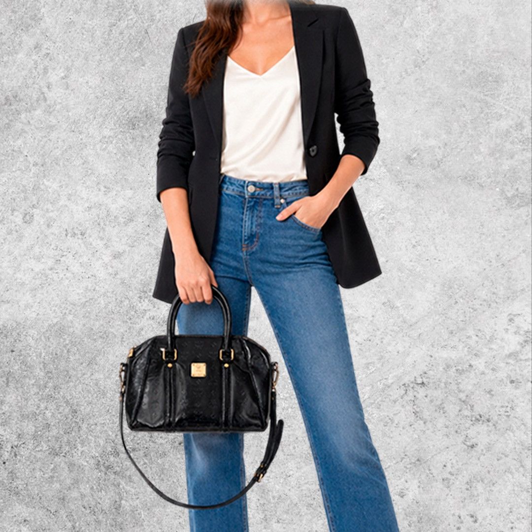 MCM MCM Bag Luxury Patent Monogram Satchel Boston Bag Glossy Size ONE SIZE - 4 Thumbnail