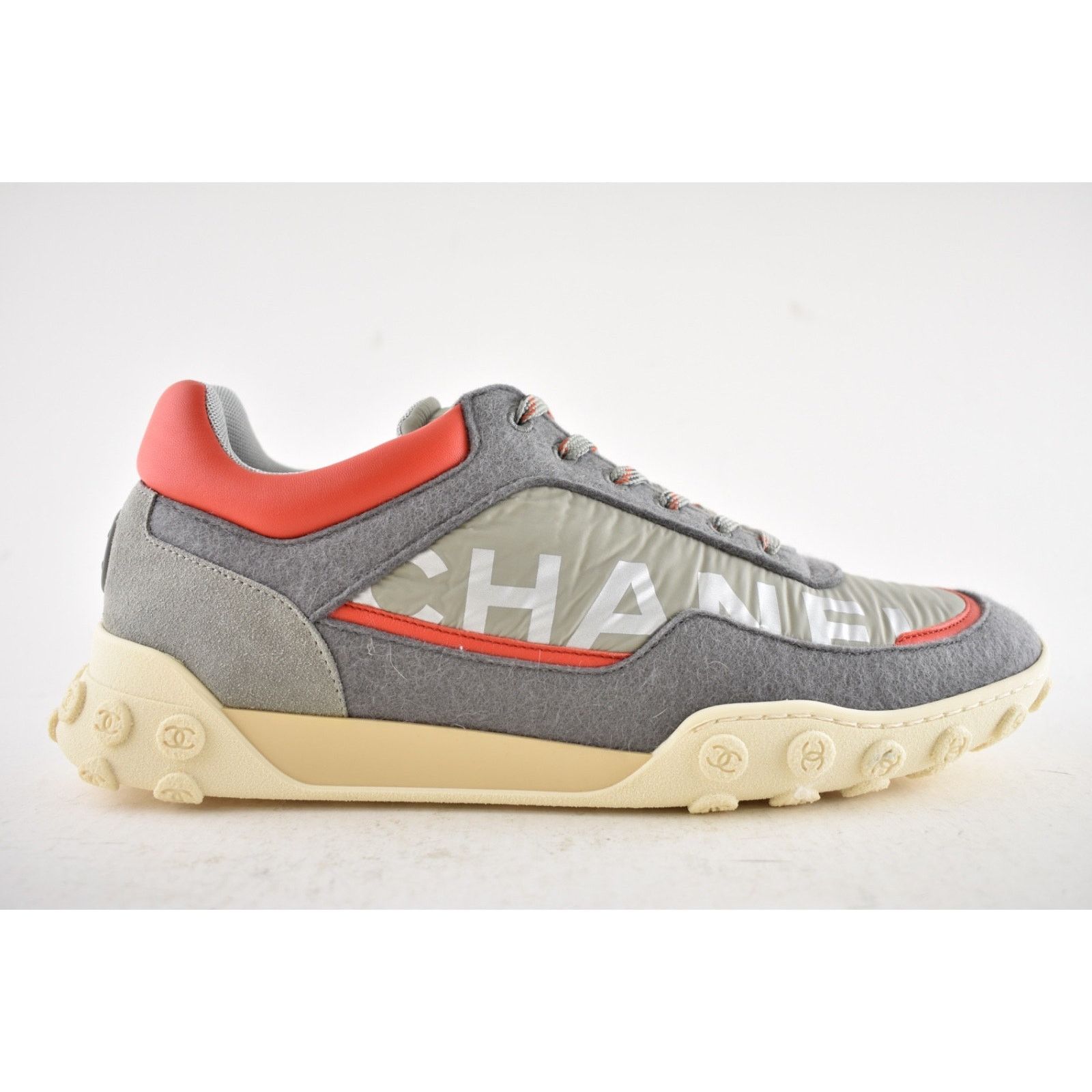 Chanel Chanel Mens 18K Grey Orange Nylon CC Logo Lace Up Low Size US 11 / EU 44 - 2 Thumbnail
