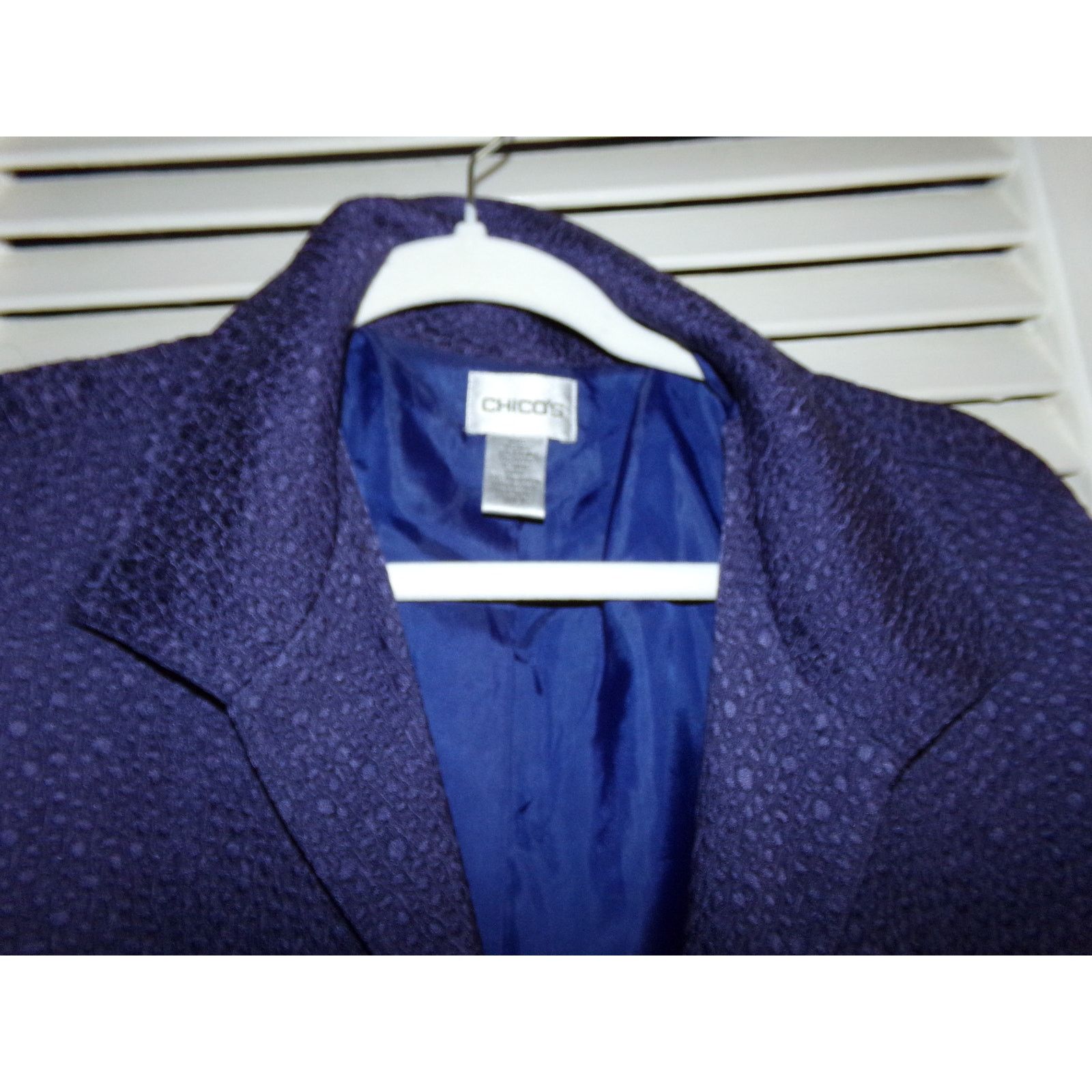 Chicos Vintage Chico's purple silk/rayon/nylon/wool jacket 2 (L) Size L / US 10 / IT 46 - 3 Thumbnail