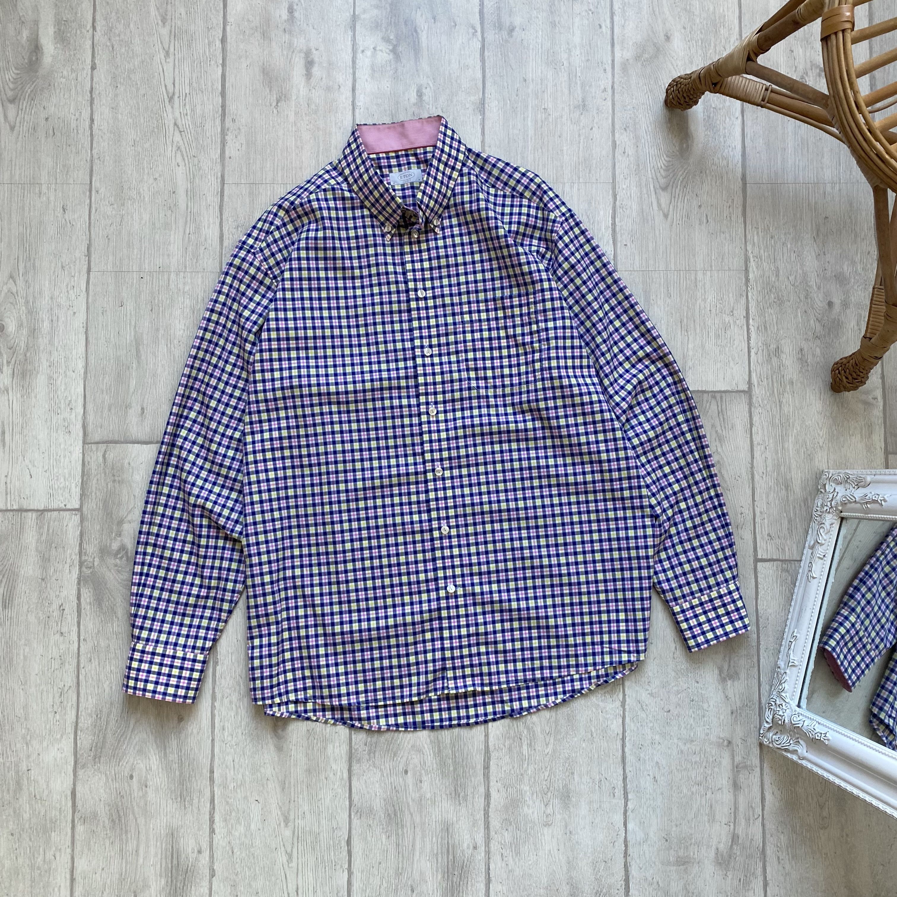 Eton 💎 luxury Eton Flannel Button Up Long Sleeve Shirt Size US XXL / EU 58 / 5 - 9 Thumbnail
