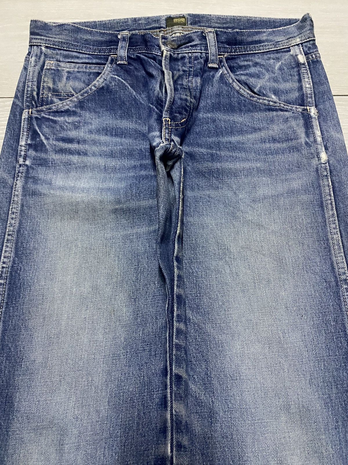 Japanese Brand Vintage Domingo Blue Wash Distressed Jeans Size US 30 / EU 46 - 3 Thumbnail