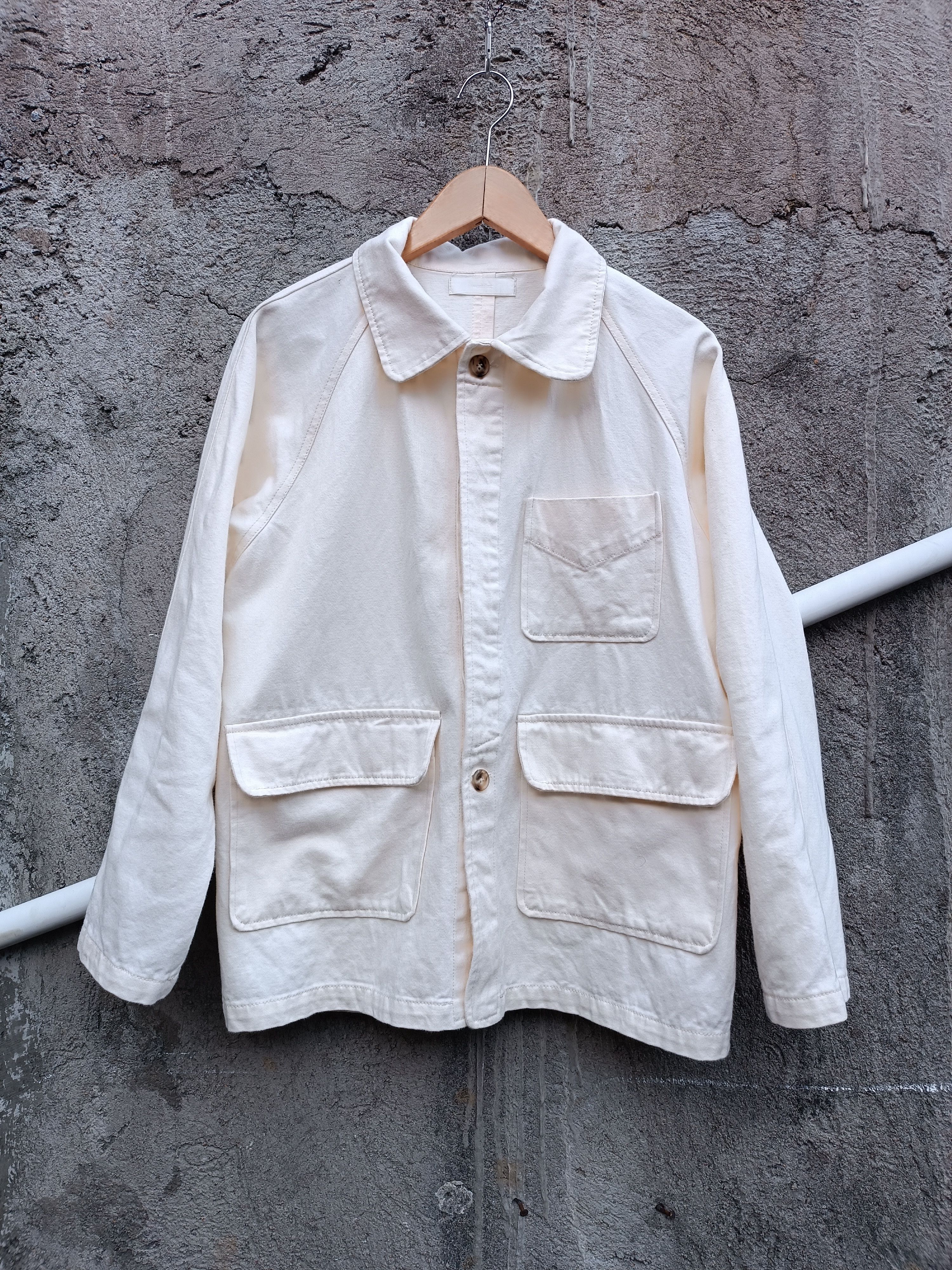 Japanese Brand Vintage Work Jacket White Bone 1 Back Pocket Size US L / EU 52-54 / 3 - 1 Thumbnail