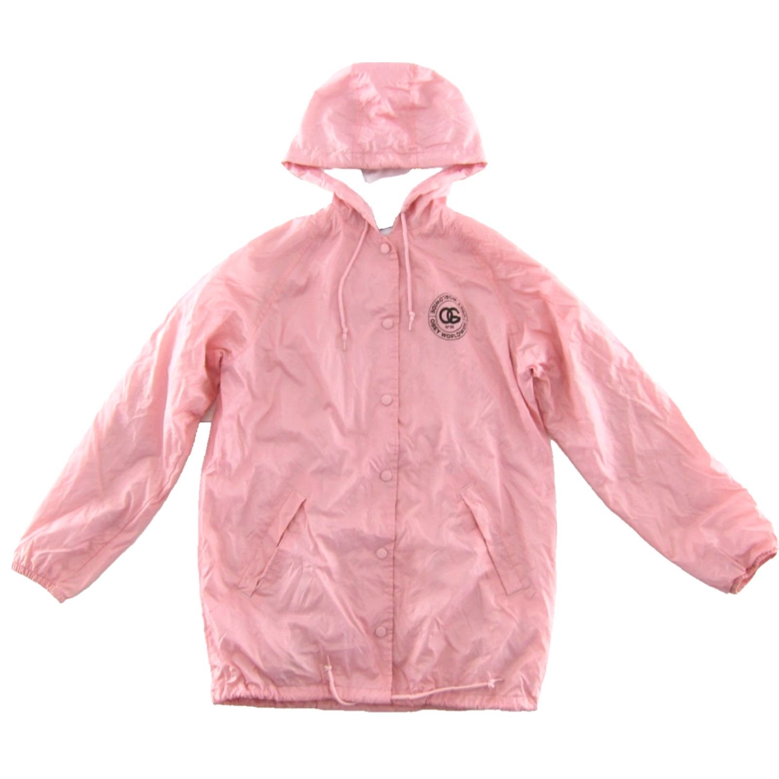 Obey OBEY Windbreaker Pink Black Snap Button Nylon Hooded Jacket Women S Size S / US 4 / IT 40 - 2 Thumbnail