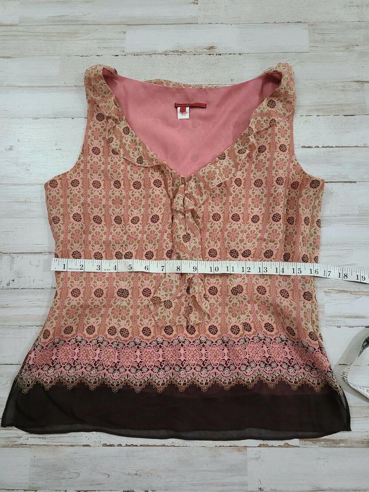 Designer Tape Measure Tank Top 6 V Neck 100% Silk Layered Floral Boho Size M / US 6-8 / IT 42-44 - 5 Thumbnail