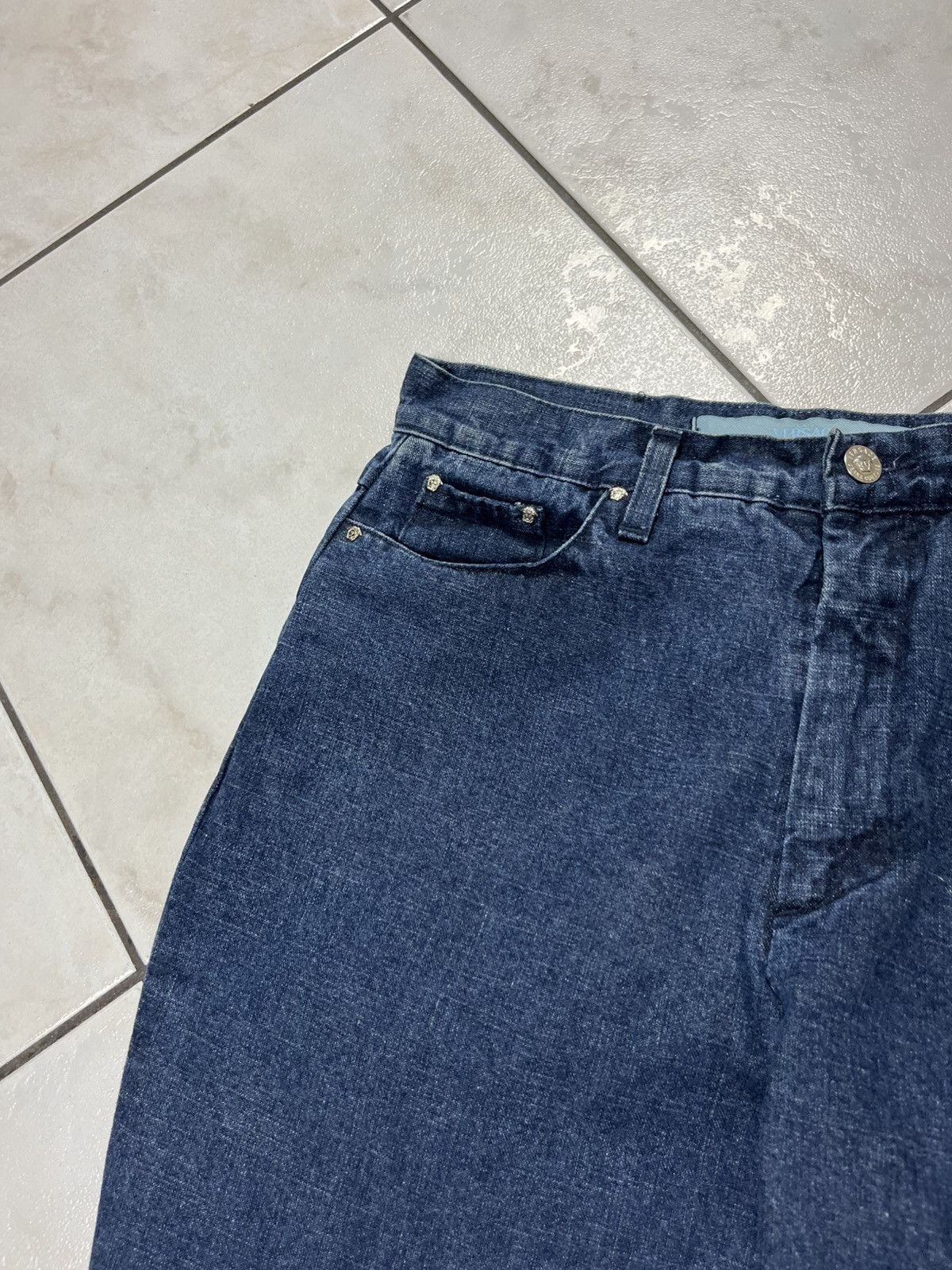 Versace × Versace Jeans Couture × Vintage Vintage Versace Jeans Couture denim pants shiny soaked dip Size 30" / US 8 / IT 44 - 6 Thumbnail
