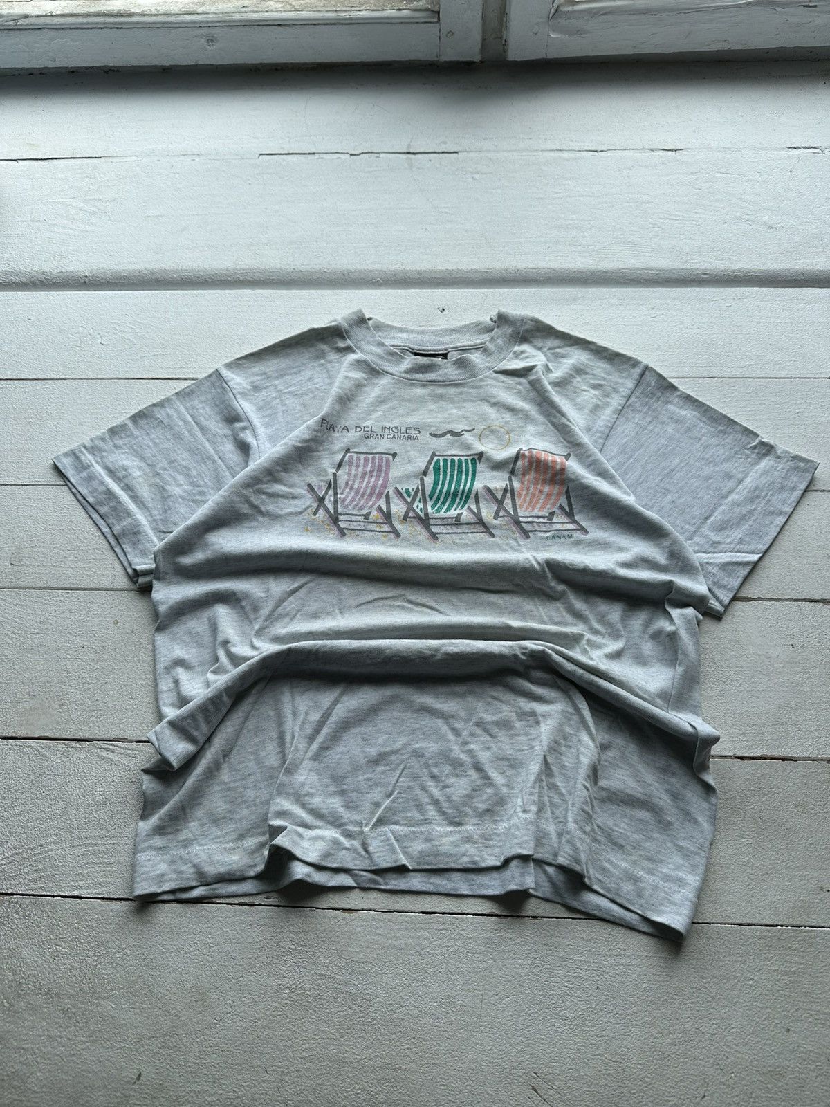 Fruit Of The Loom × Vintage 🚨VNTG Gran Canaria Shirt SINGLE STITCH Faded MADE IN USA T Size US M / EU 48-50 / 2 - 1 Thumbnail