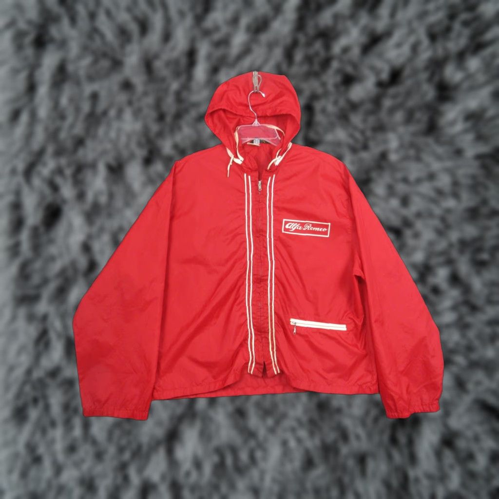 Champion VINTAGE Alfa Romeo Jacket Mens XL Red Hooded Windbreaker Nylon 60s Size US XL / EU 56 / 4 - 1 Thumbnail