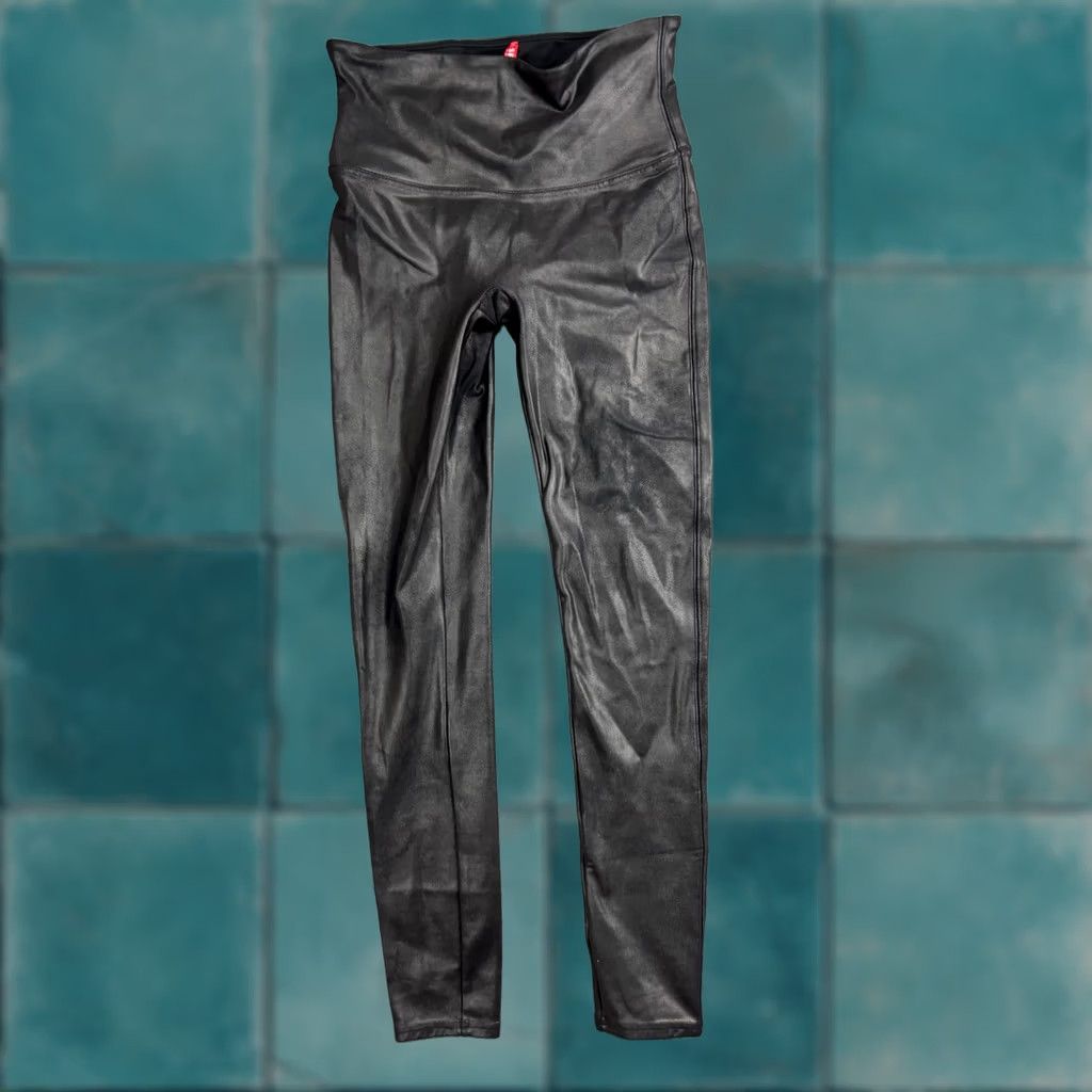 Spanx Spanx Leggings Womens Large Black Faux Leather High Rise Shaping Ankle Pants L/G Casual Party/Cocktail Womens High Rise Ankle Leggings Black Size 36" / US 14 / IT 50 - 1 Thumbnail