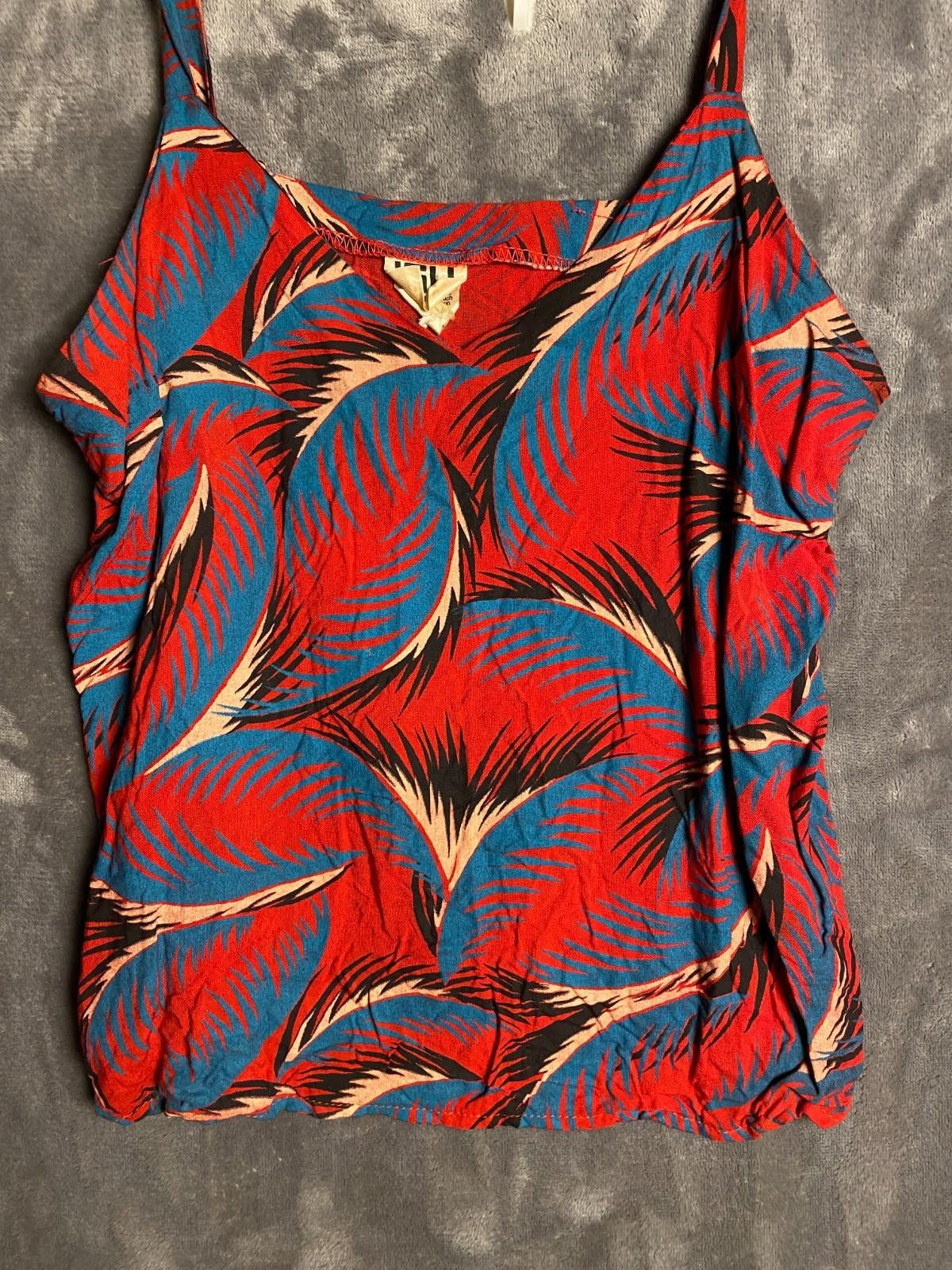 Designer Vintage LGY Rayon Womens Tropical Red Tank Top Sz. M (B13) Size M / US 6-8 / IT 42-44 - 3 Thumbnail