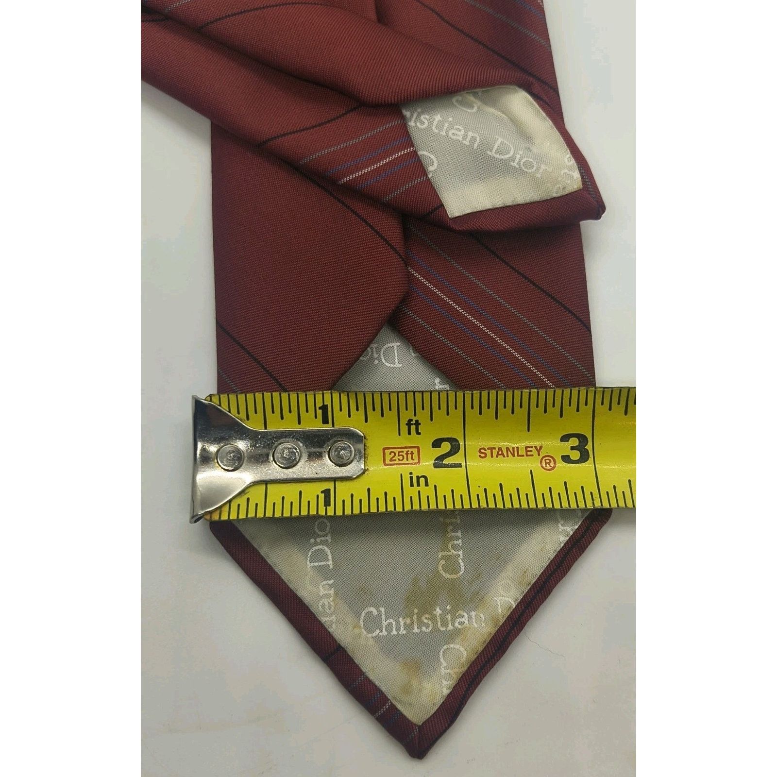 Christian Dior Monsieur Vintage Christian Dior Men's Burgundy Stripe Tie 3"W x 56"L Size ONE SIZE - 9 Thumbnail