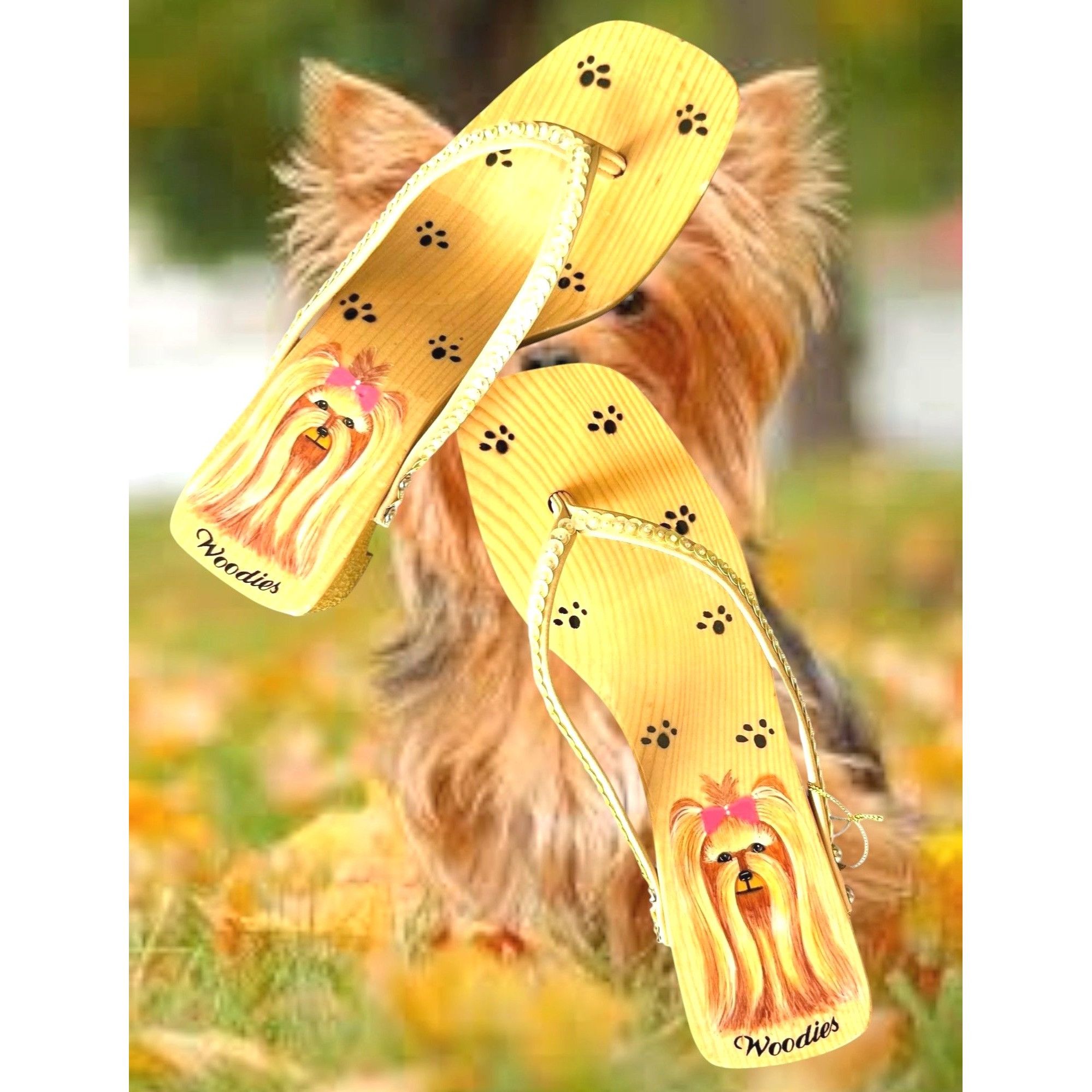 Other Woodies Yorkie Sandals Size 6 Heels Paw Print Throngs Long H Size US 6 / IT 36 - 2 Thumbnail