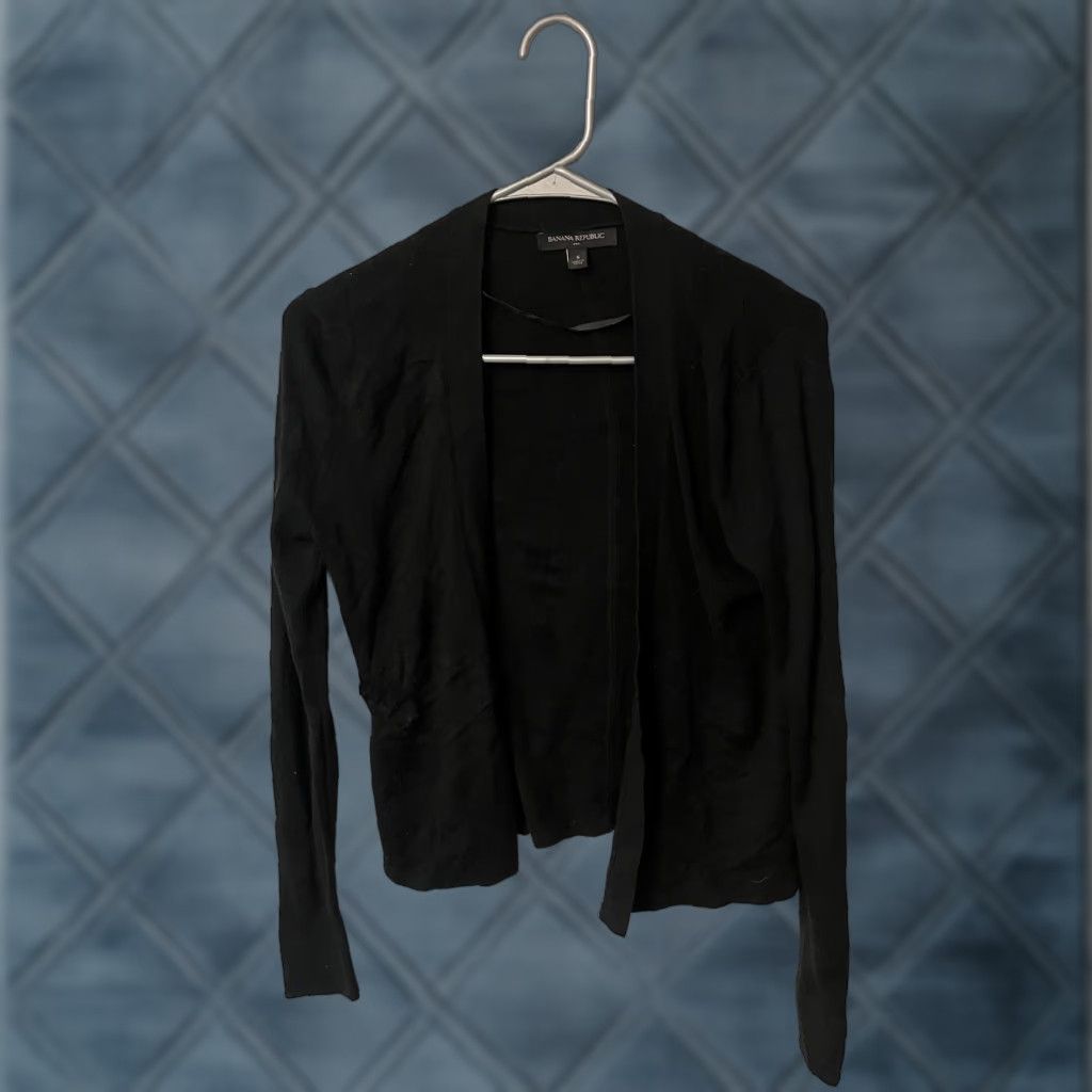 Banana Republic Banana Republic Cardigan Sweater Women Large Black Cotton Rayon Knit Open Front Pockets L Cardigan Womens Size L / US 10 / IT 46 - 1 Thumbnail