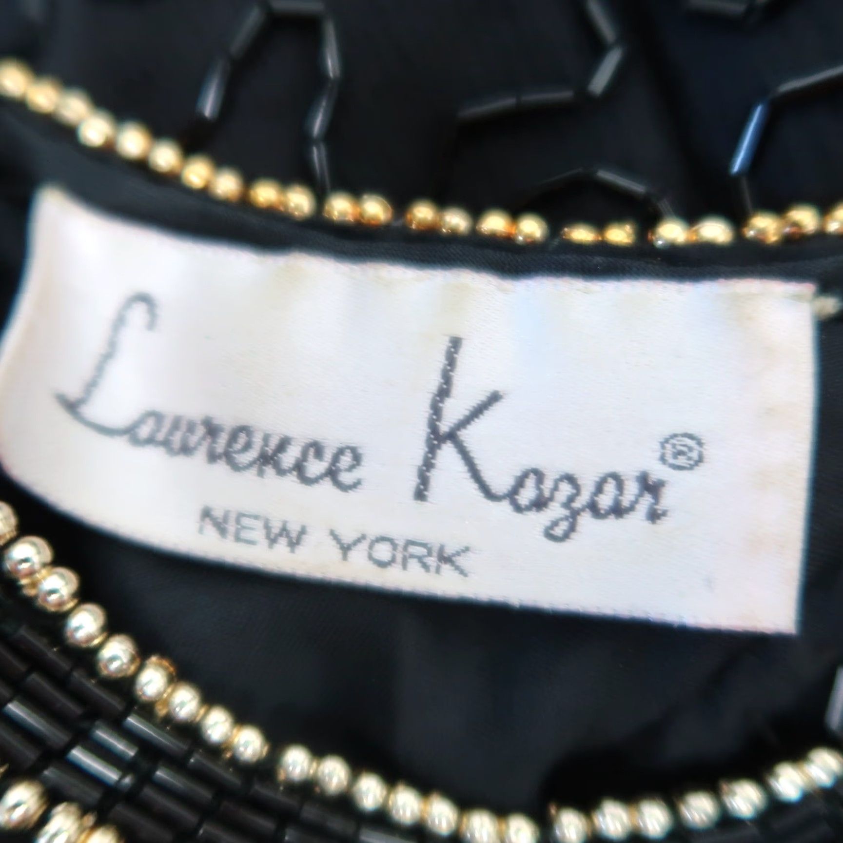 Vintage VINTAGE Laurence Kazar Cocktail Dress Silk Beaded Sequin Black Gold M Adults Women (1980s) Size M / US 6-8 / IT 42-44 - 6 Thumbnail