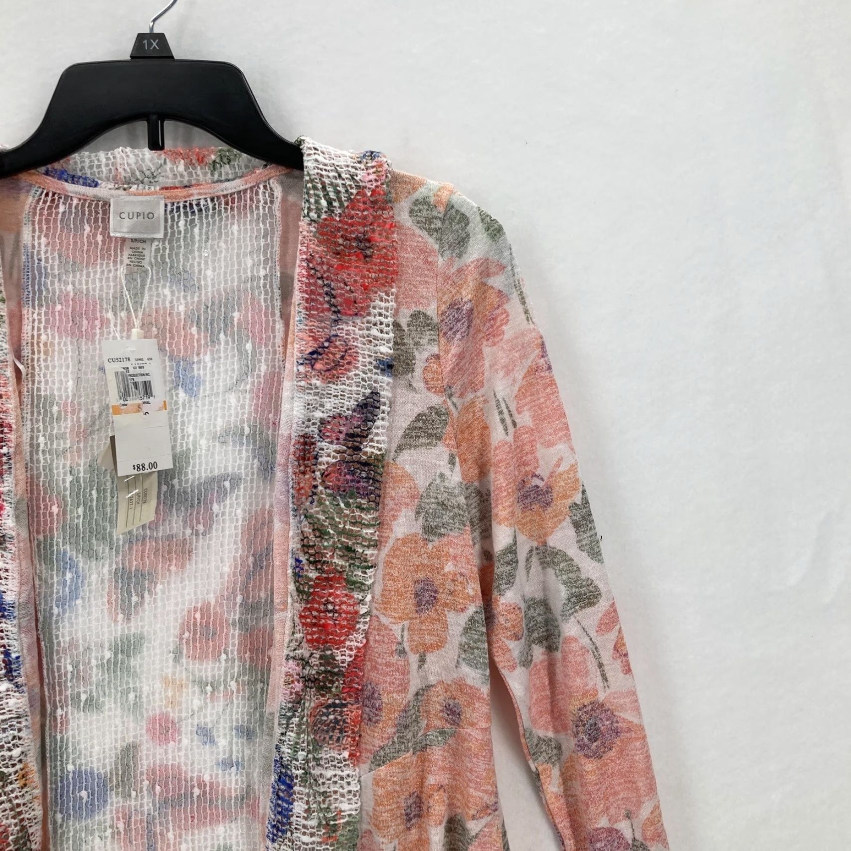 Vintage Cupio Cardigan Womens Small Floral Open Front Sheer Knit Lightweight Boho Hippie Size S / US 4 / IT 40 - 2 Thumbnail