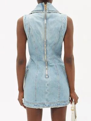 Balmain o1y0525 Mini Denim Dress in Blue Size XS / US 0-2 / IT 36-38 - 5 Thumbnail