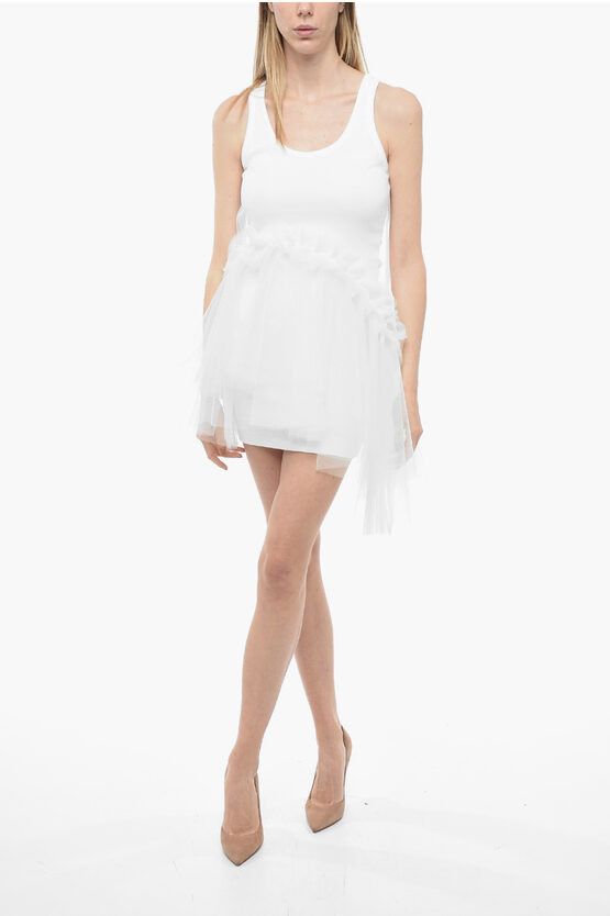 MSGM og1mm0724 Double Layered Tank Dress in White Size S / US 4 / IT 40 - 4 Thumbnail