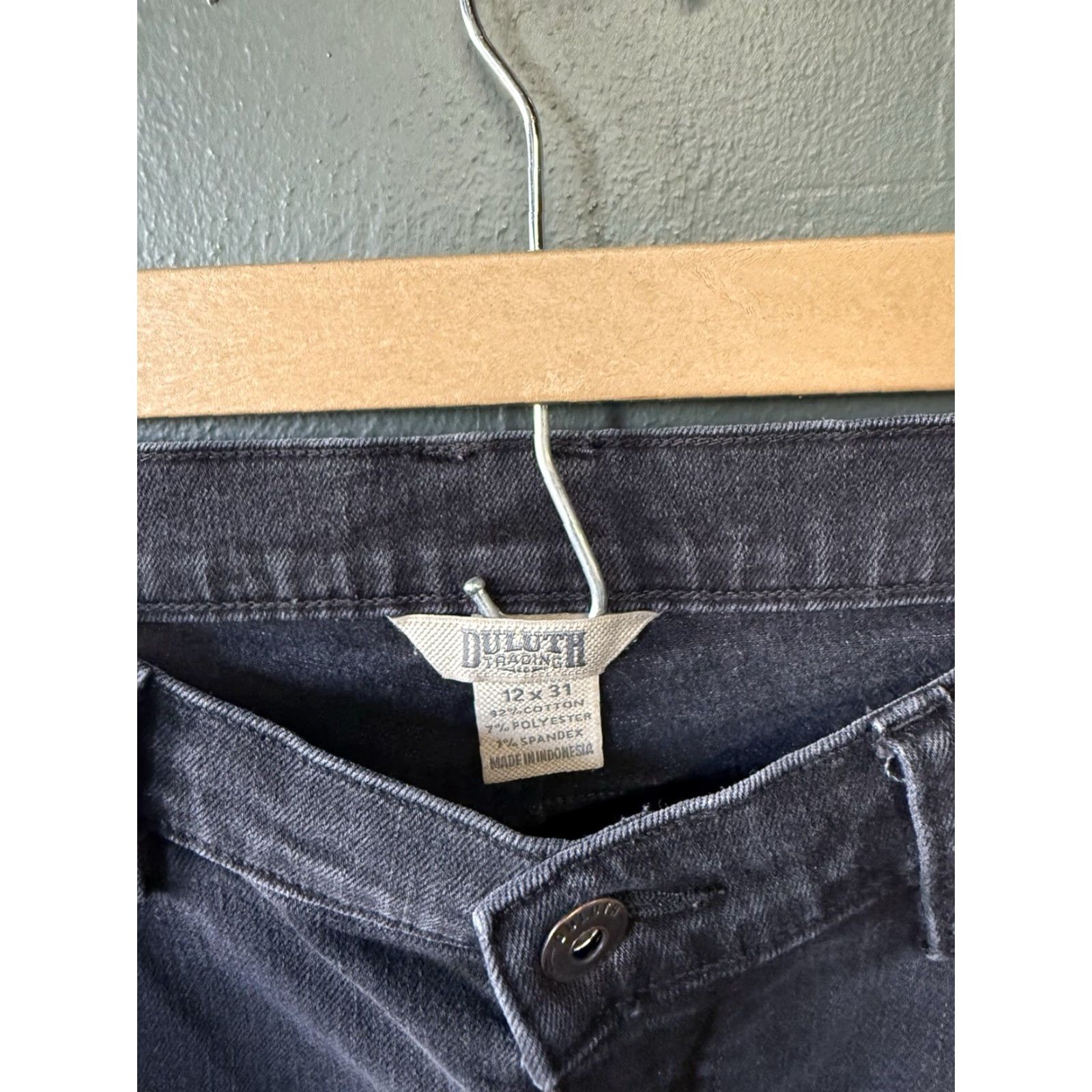 Denime Duluth Jeans Womens Black Denim Straight Leg Tapered 12 Regular 31 Inseam 31 inches Size 12 - Dark Wash Size 34" / US 12 / IT 48 - 3 Thumbnail