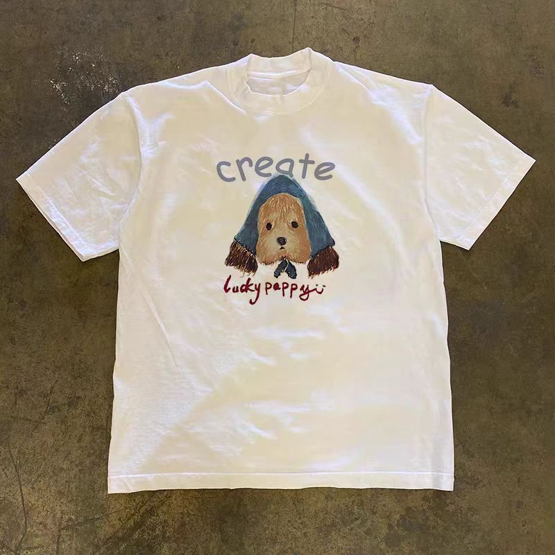 Vintage White washed vintage lucky puppy print t-shirt Size US M / EU 48-50 / 2 - 1 Thumbnail