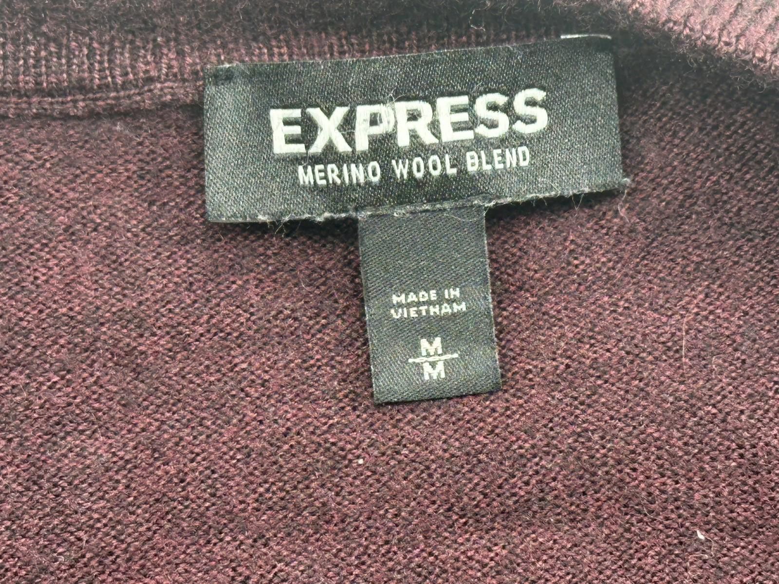 Express Express Merino Wool Blend Pullover V-Neck Sweater Mens Red M Size US M / EU 48-50 / 2 - 6 Thumbnail