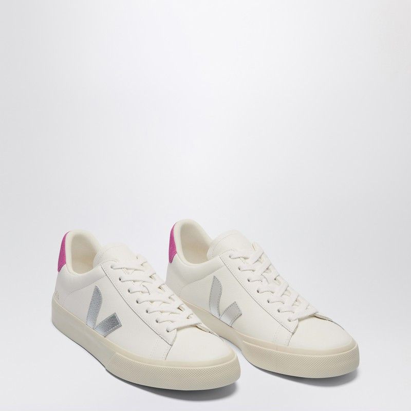 Veja Campo Sneaker In White Silver And Purple Leather