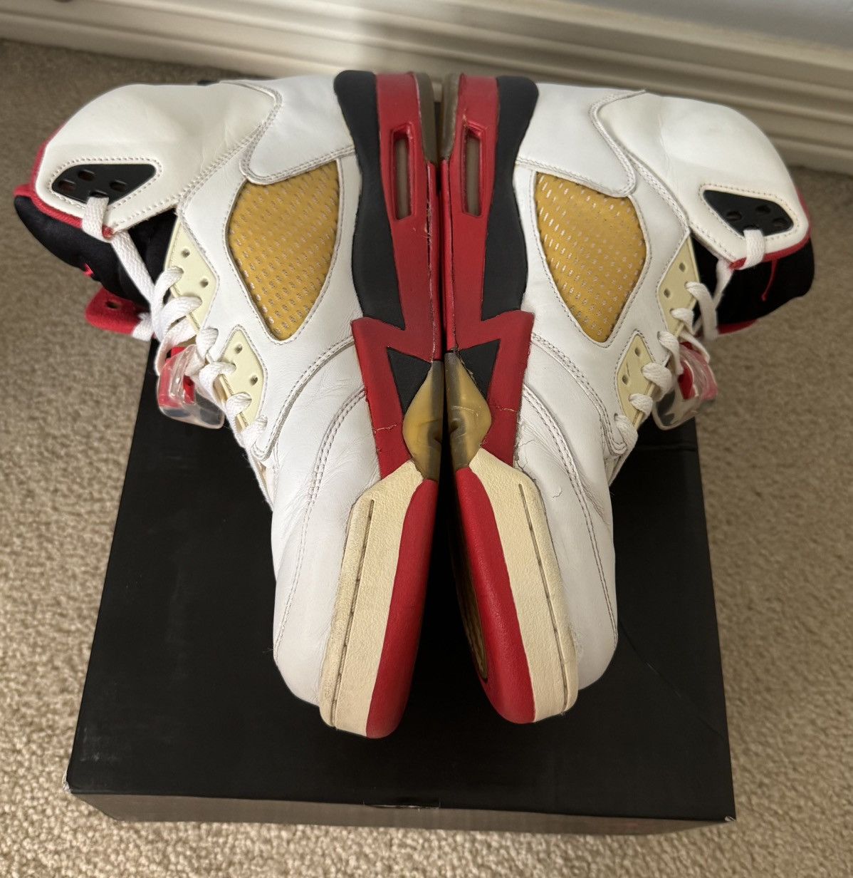 Jordan Brand 2006 Jordan Retro 5 Fire Red Black Tongue *needs sole swap Size US 12 / EU 45 - 5 Thumbnail