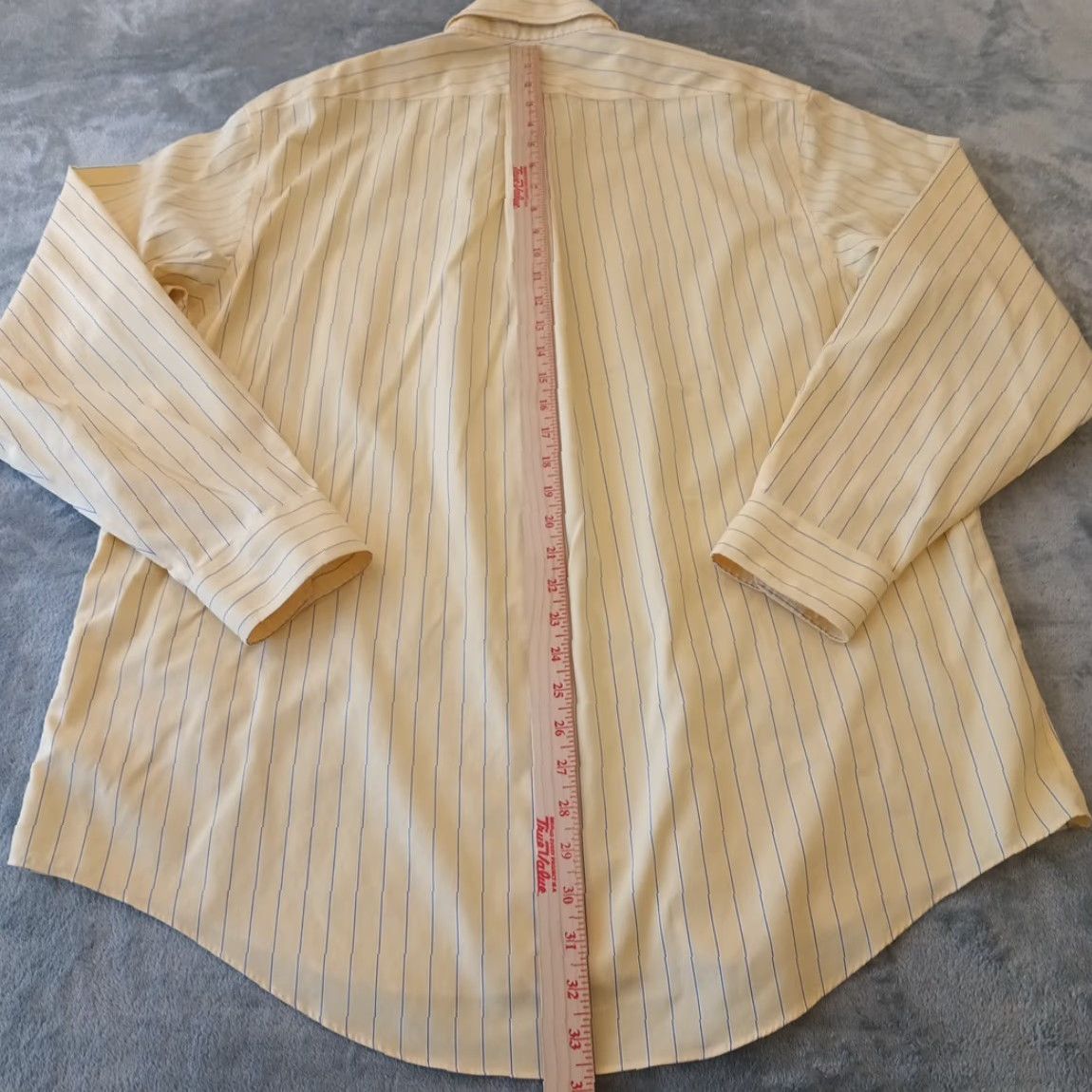 Lands' End Lands' End Shirt Mens 17 Yellow Blue Striped Long Sleeve Button-Down Dress Shirt Mens Regular Size 17 Yellow Striped Vintage No Size US XL / EU 56 / 4 - 6 Thumbnail