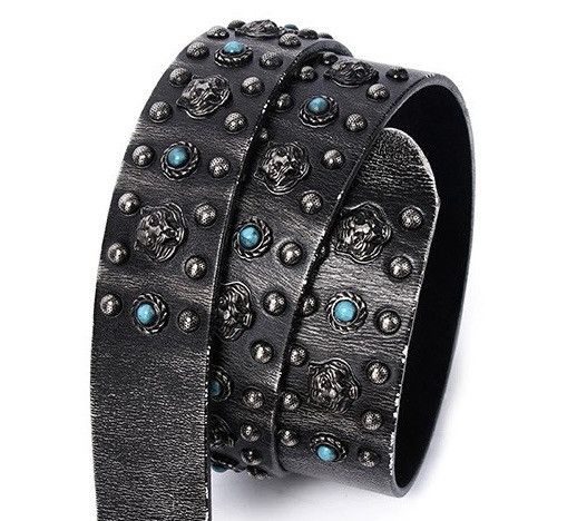 Japanese Brand × Vintage High street faded tiger rivet studded genuine leather belt Size ONE SIZE - 4 Thumbnail