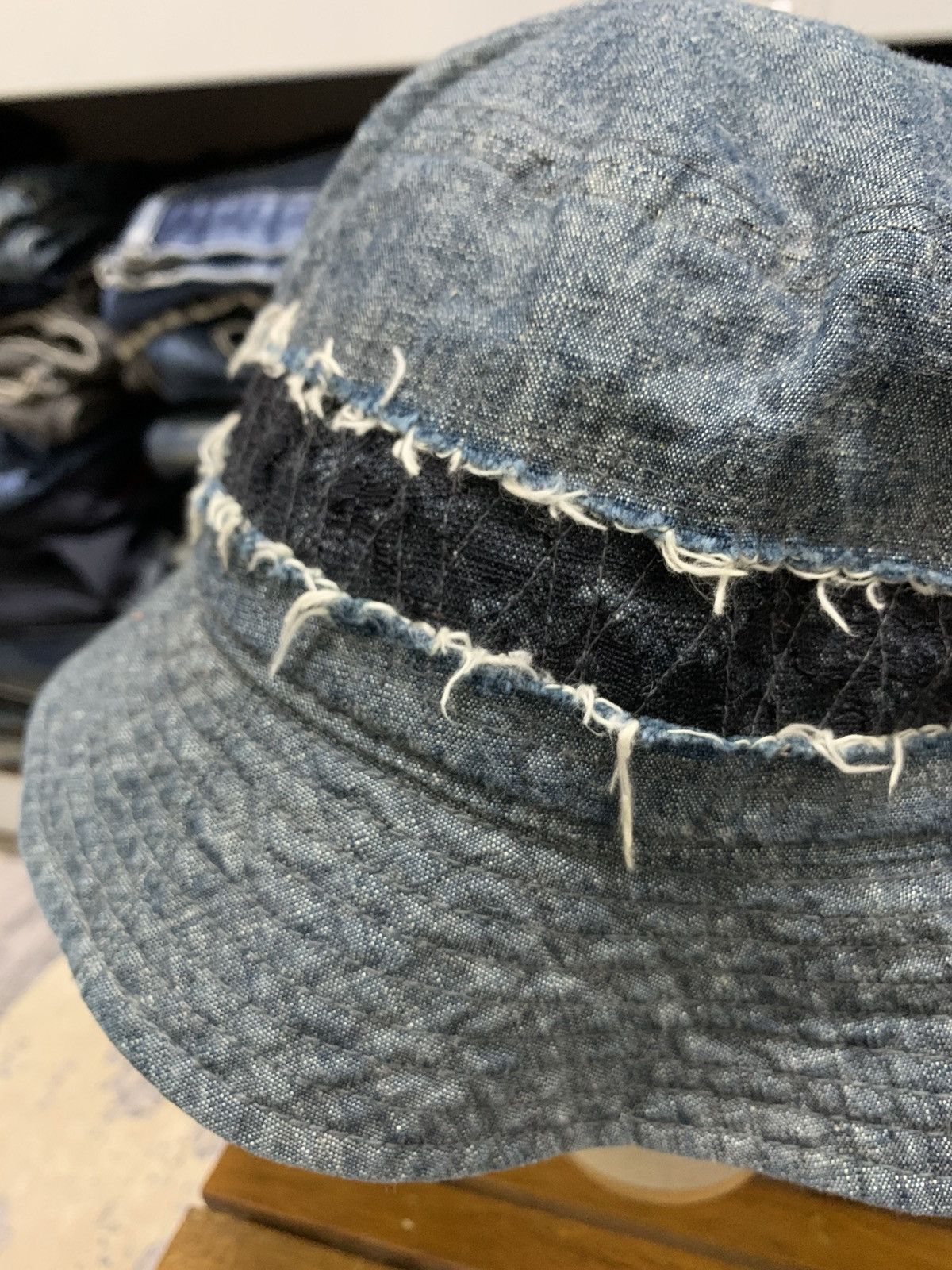 gomme Gomme Distressed Denime Bucket Hat Inspired Kapital Size ONE SIZE - 6 Thumbnail