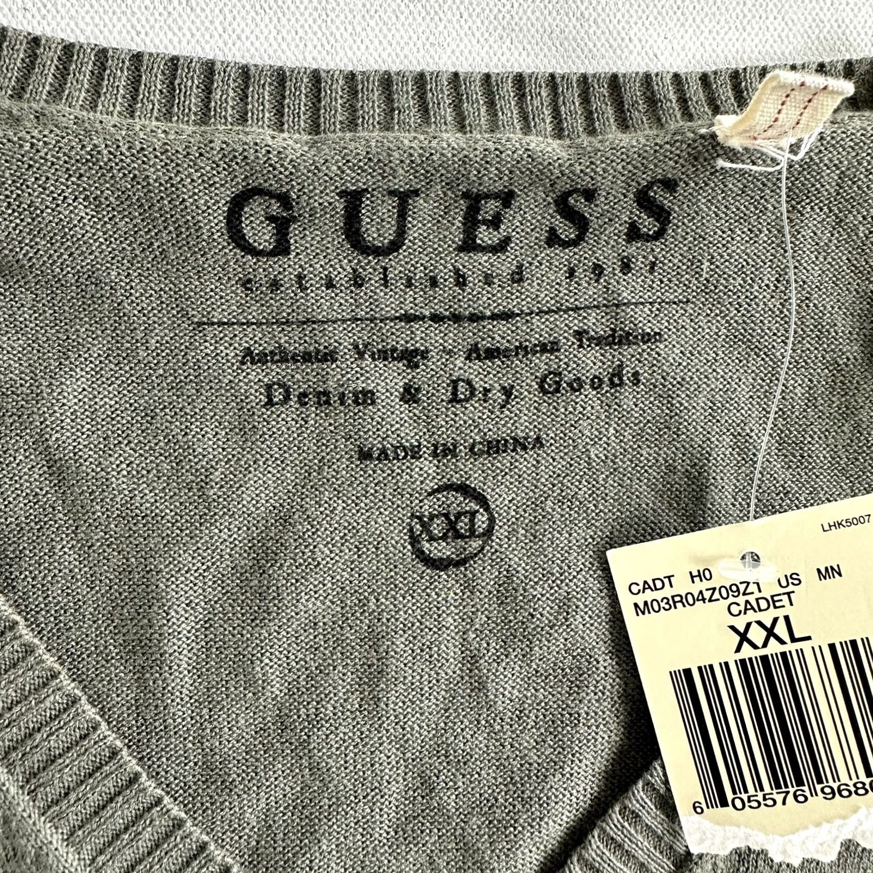 Guess Guess Men 2XL Pullover Sweater V-neck Green Cotton Longsleeve Casual Shirt Size US XXL / EU 58 / 5 - 5 Thumbnail