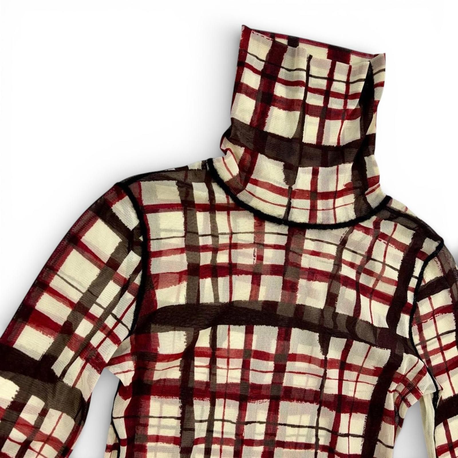 Jean Paul Gaultier Jean Paul Gaultier - Turtleneck Powernet Check Sheer Sleeves Size M / US 6-8 / IT 42-44 - 6 Thumbnail