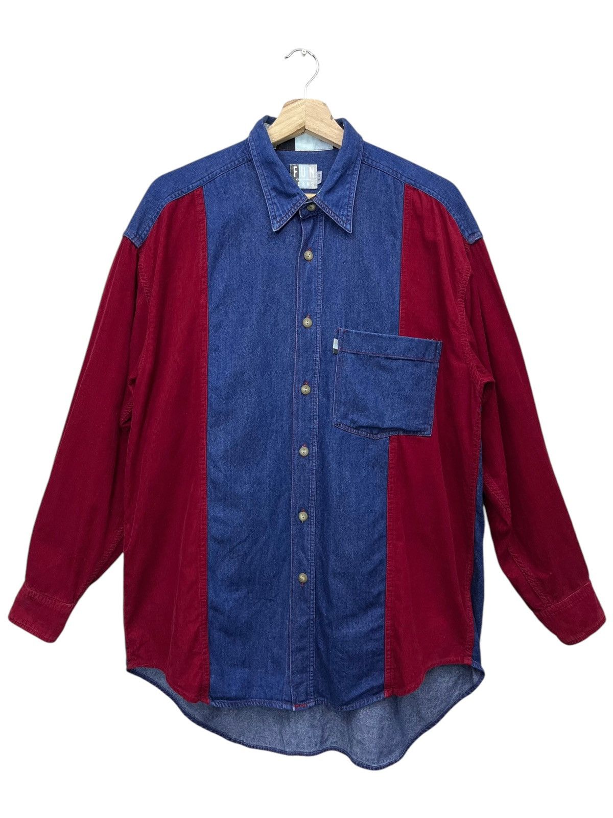 Kansai Yamamoto 🔥RARE 90’s KANSAI MAN FUN JEANS 7 Cuts Hybrid Cotton Shirts Size US M / EU 48-50 / 2 - 2 Thumbnail