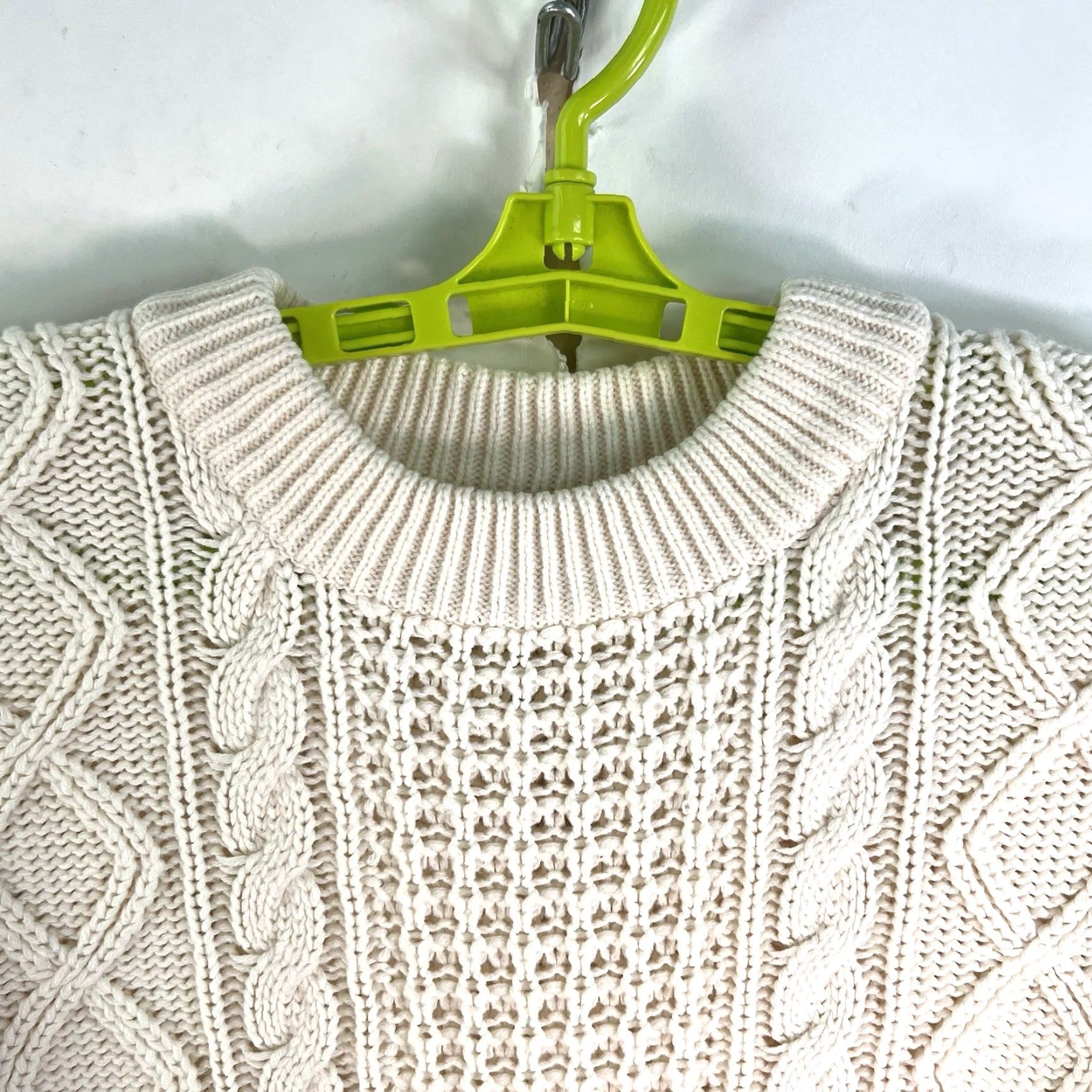 Vintage Cream Cable Knit Sweater Women's XL Ivory Pullover Long Sleeve Casual Size XL / US 12-14 / IT 48-50 - 3 Thumbnail