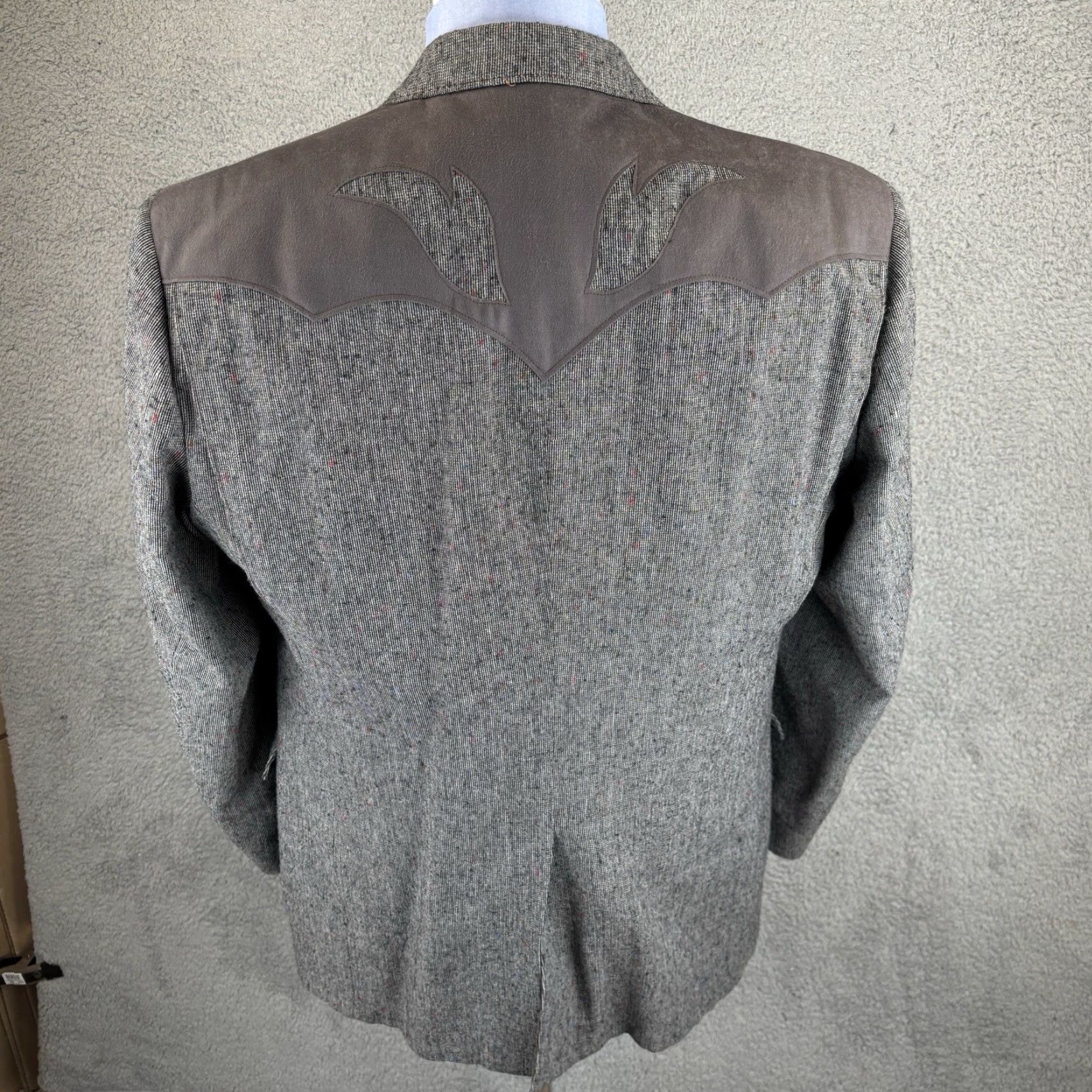 YOKE VINTAGE Circle S Mens Western Blazer 44L Gray Tweed Rockabilly Cowboy Jacket Size 44R - 6 Thumbnail