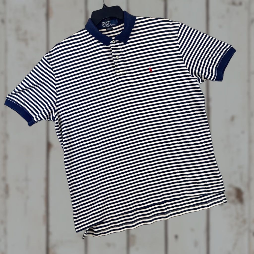 Polo Ralph Lauren Polo Ralph Lauren Polo Shirt Mens Large Classic Short Sleeve Striped Rugby Shirt Size US L / EU 52-54 / 3 - 1 Thumbnail