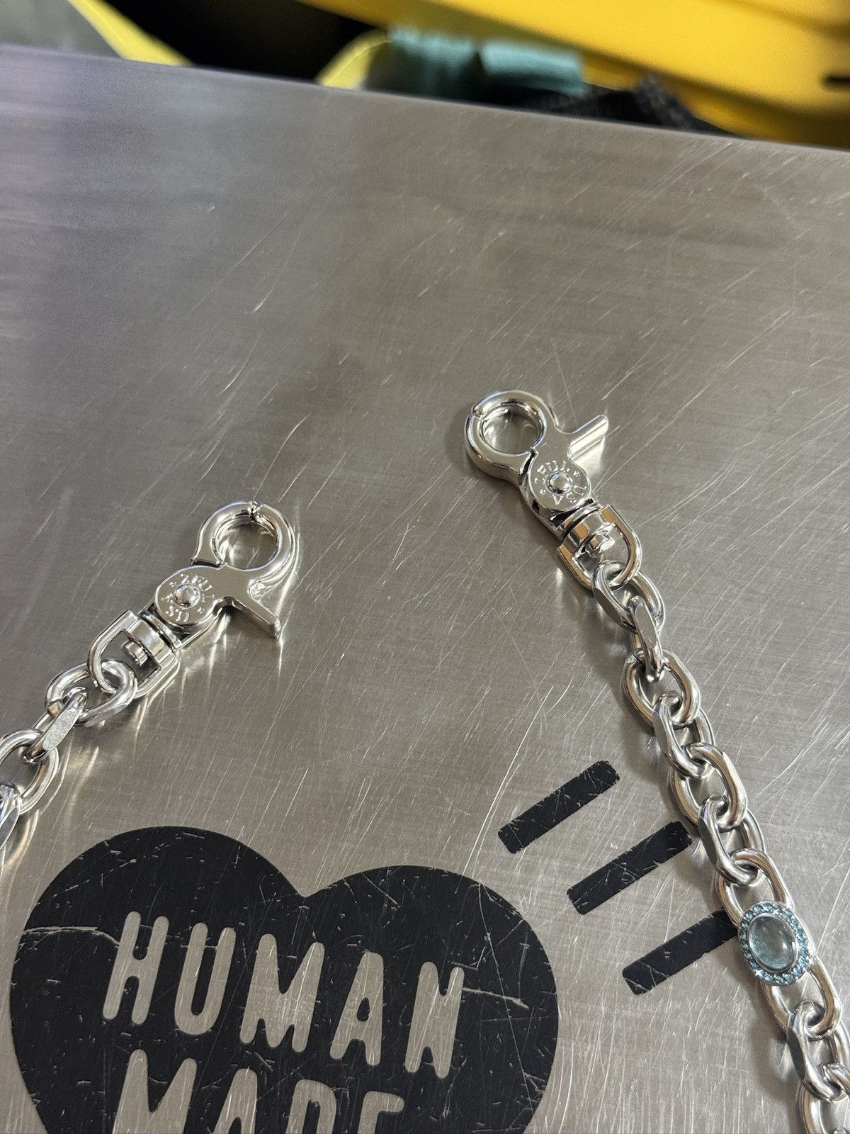 Jewelry Silver Wallet Chain Light Blue Stone 22" Size ONE SIZE - 5 Thumbnail