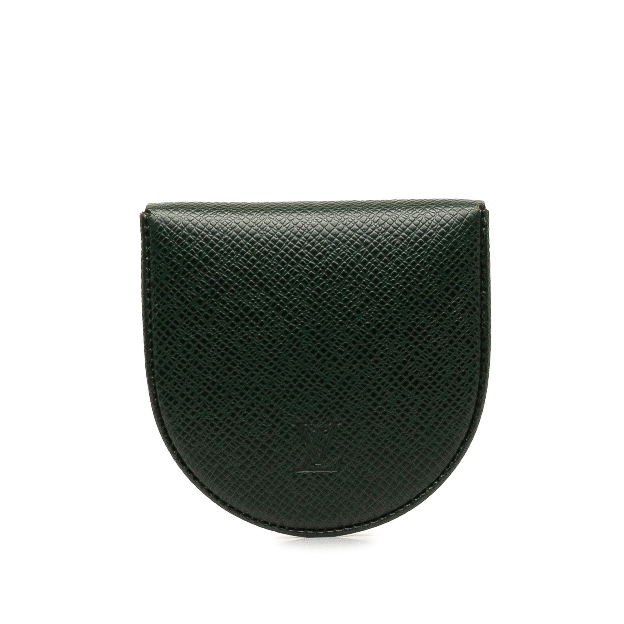 image of Louis Vuitton Taiga Porte Monnaie Cuvett Coin Pouch in Green, Women's
